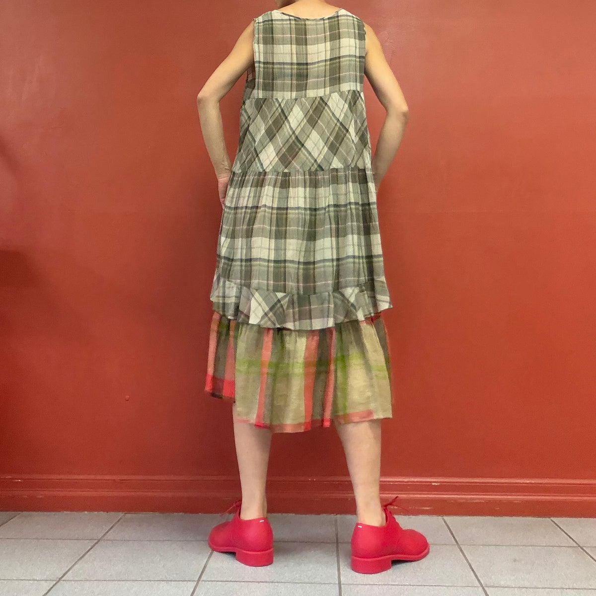 Plaid babydoll top