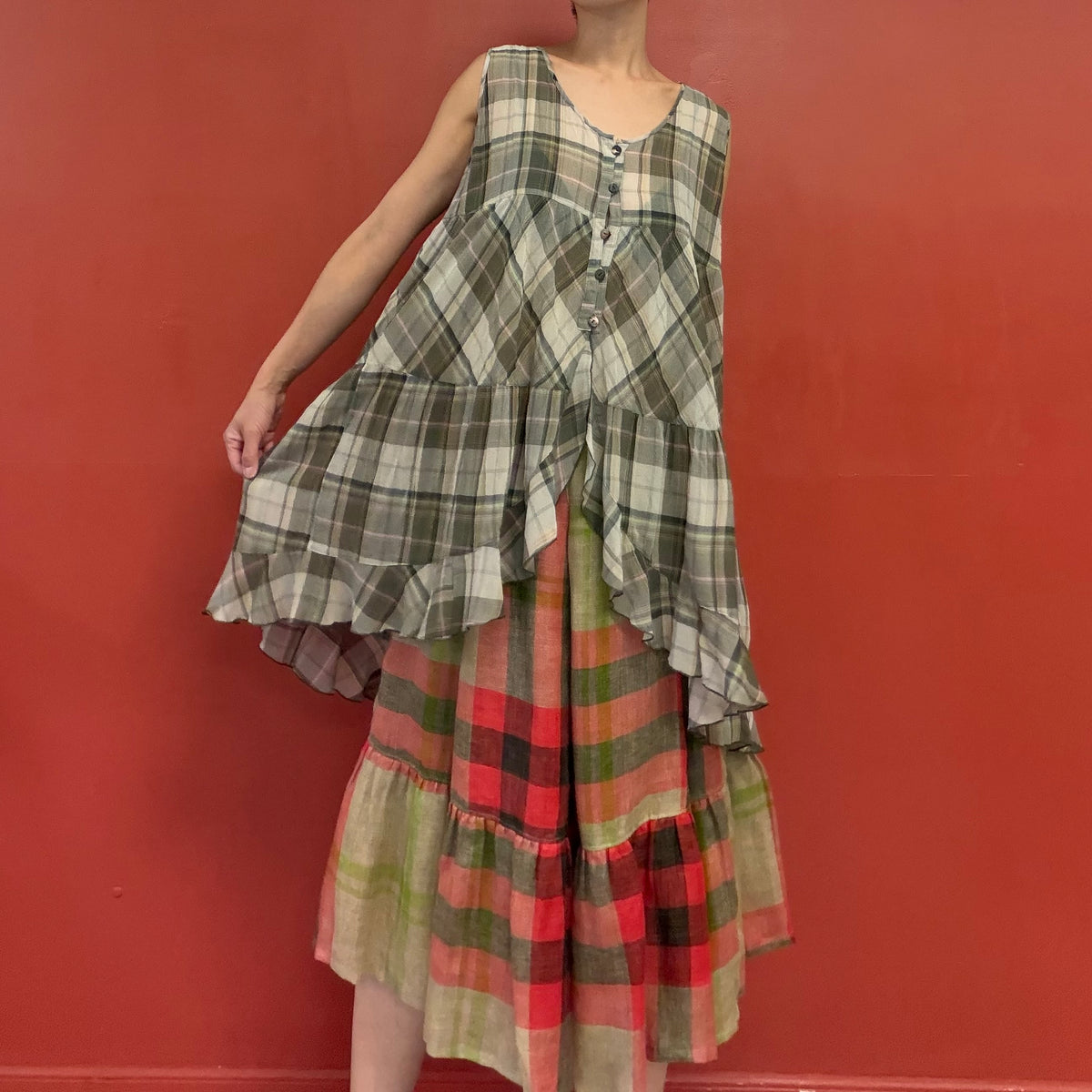 Plaid babydoll top