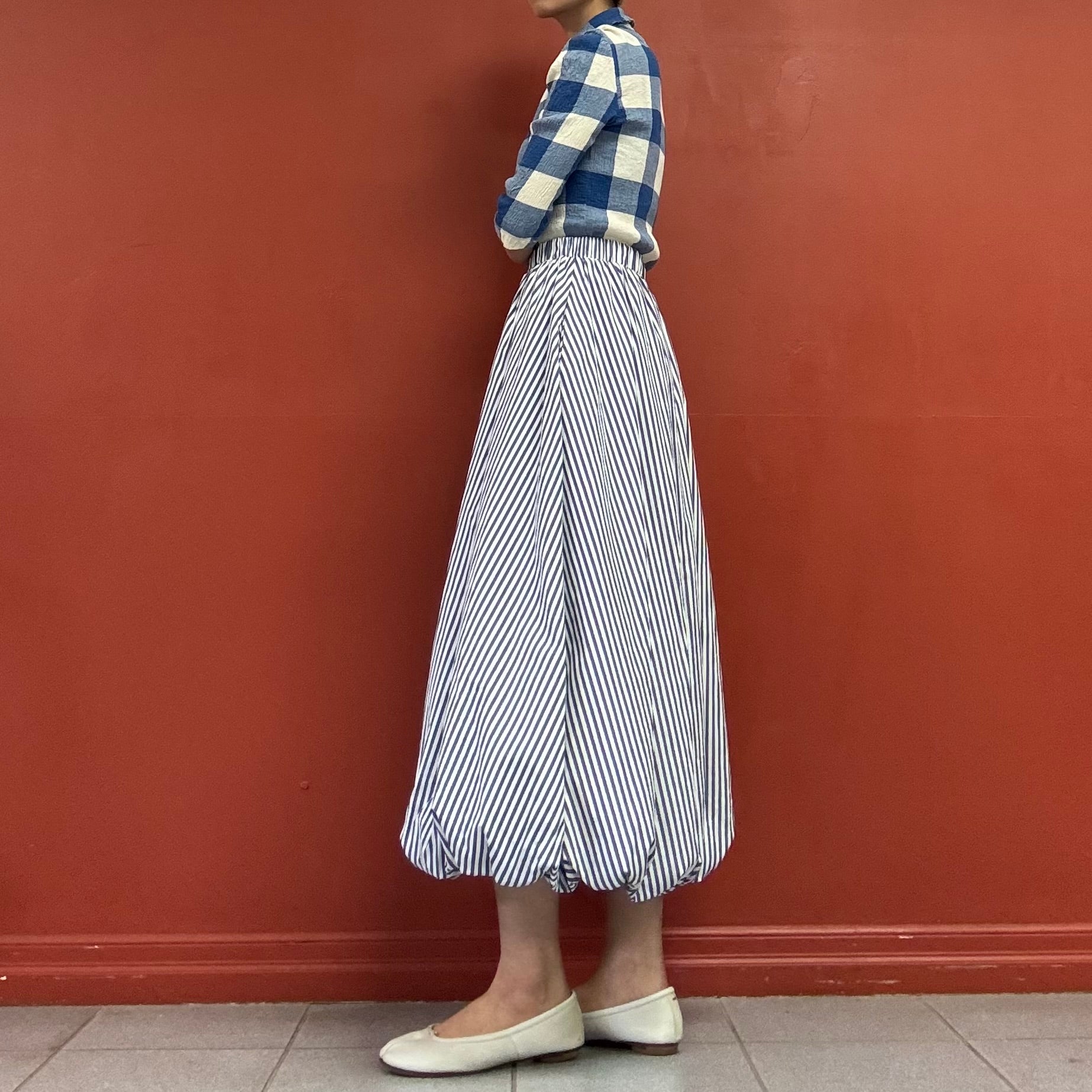 Striped balloon skirt