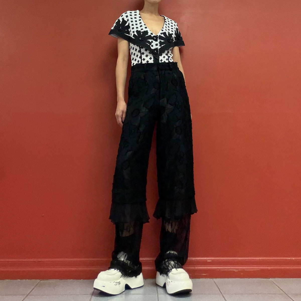 COLLINA STRADA layered lace pants