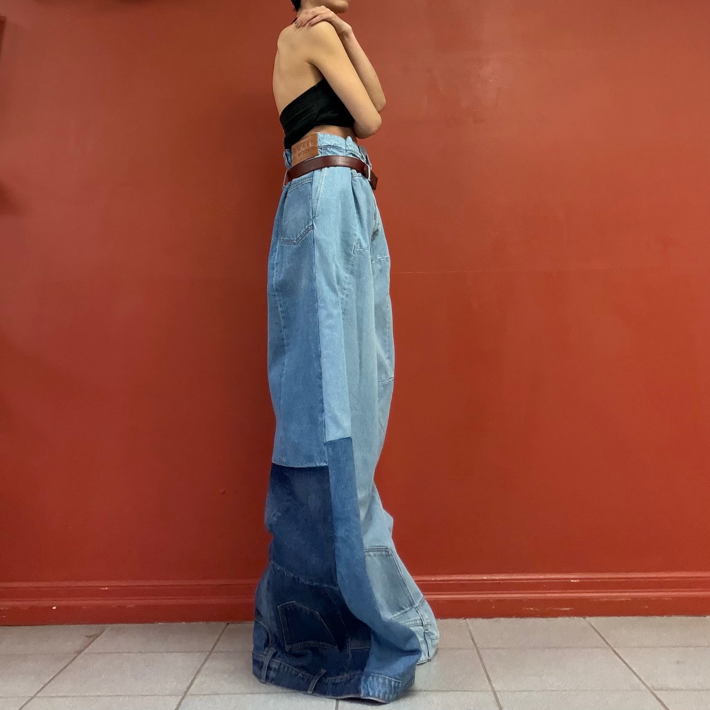 A.W.A.K.E.MODE patchwork wide legs jeans