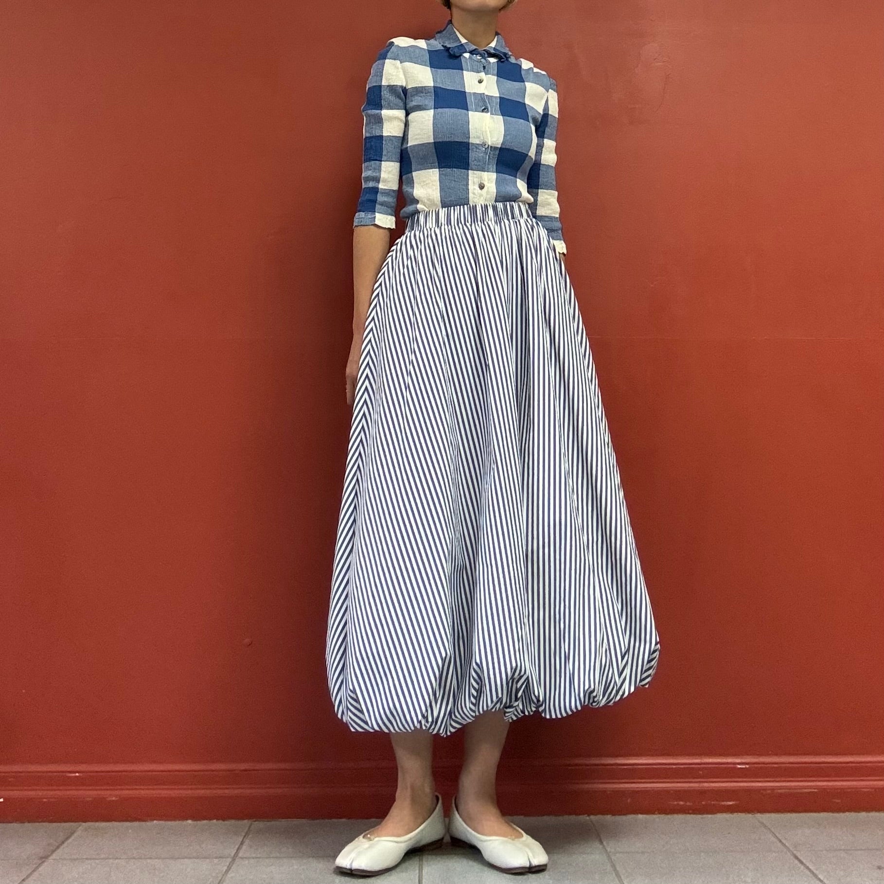 Striped balloon skirt
