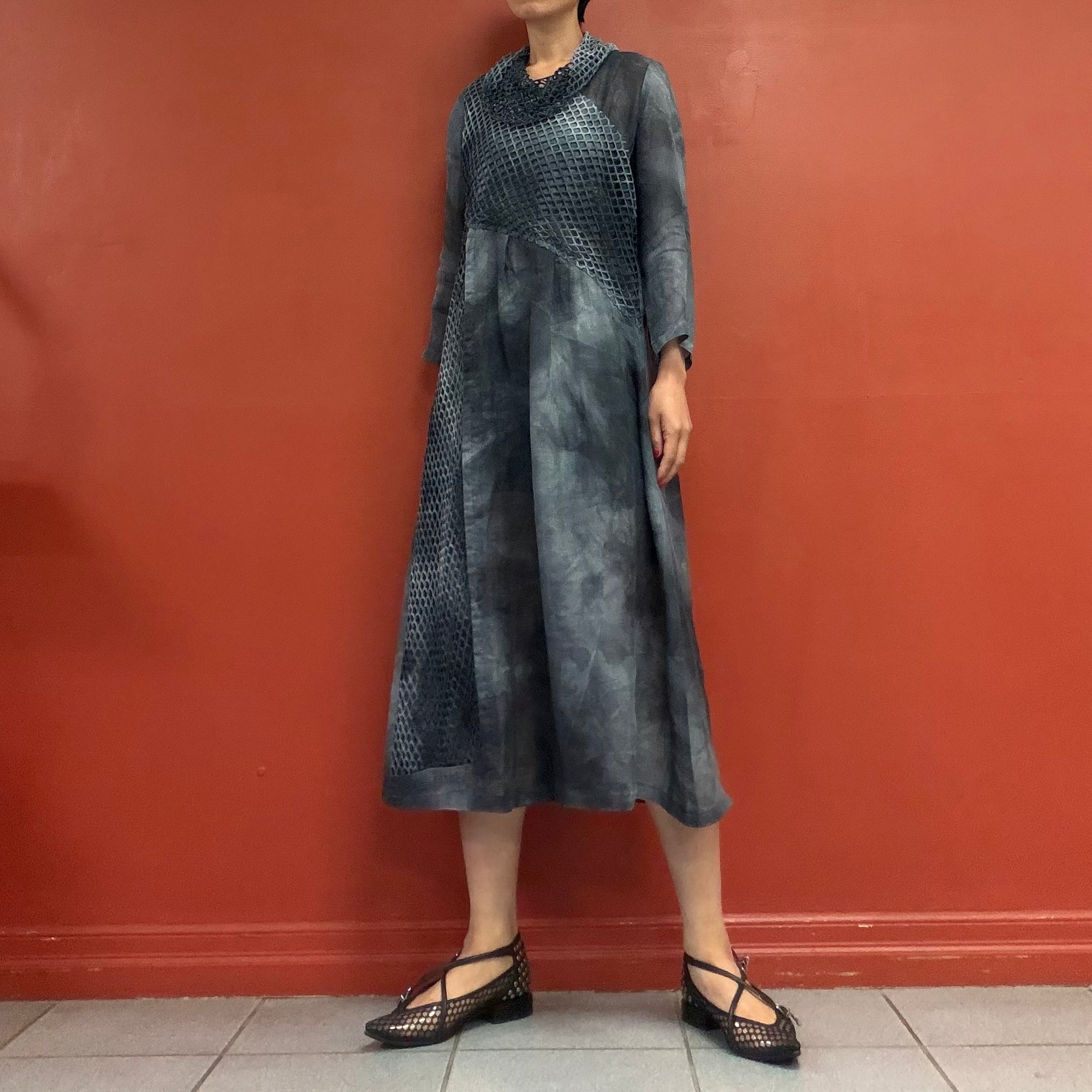Sheer tie dye linen dress