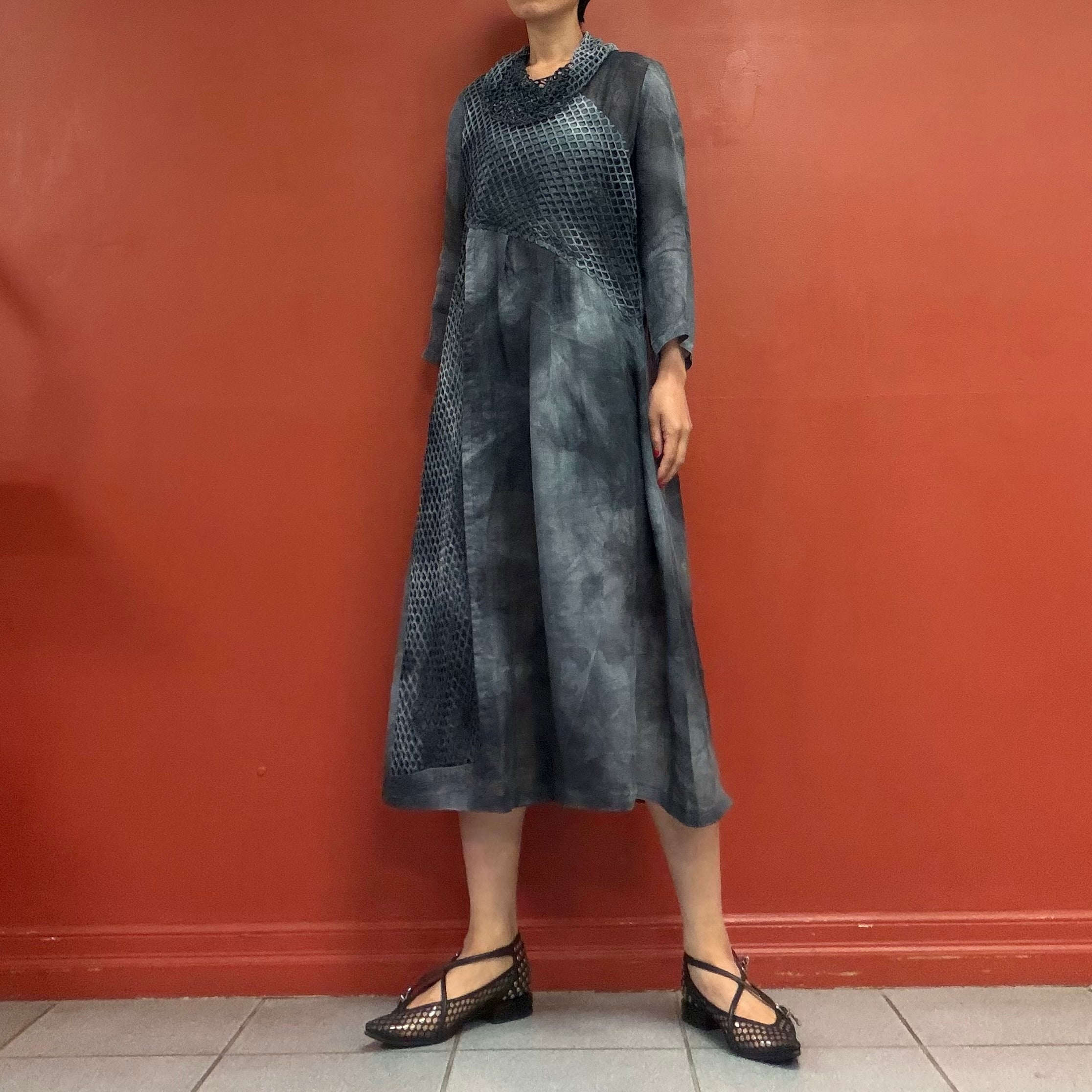 Sheer tie dye linen dress