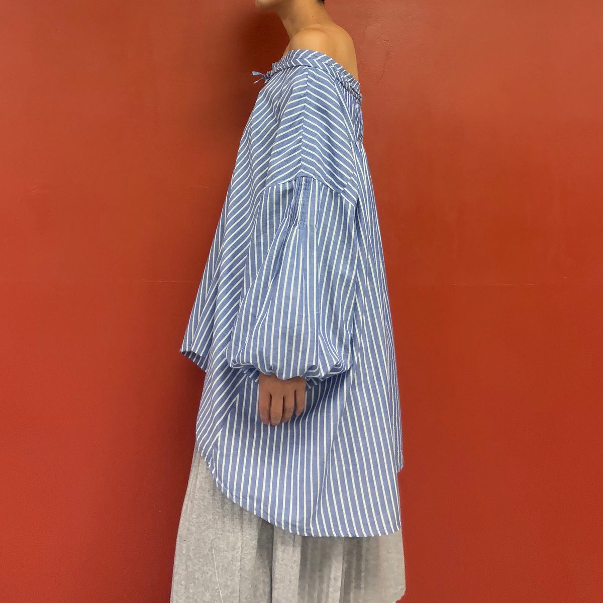 Stripes blouse with puffy sleeves