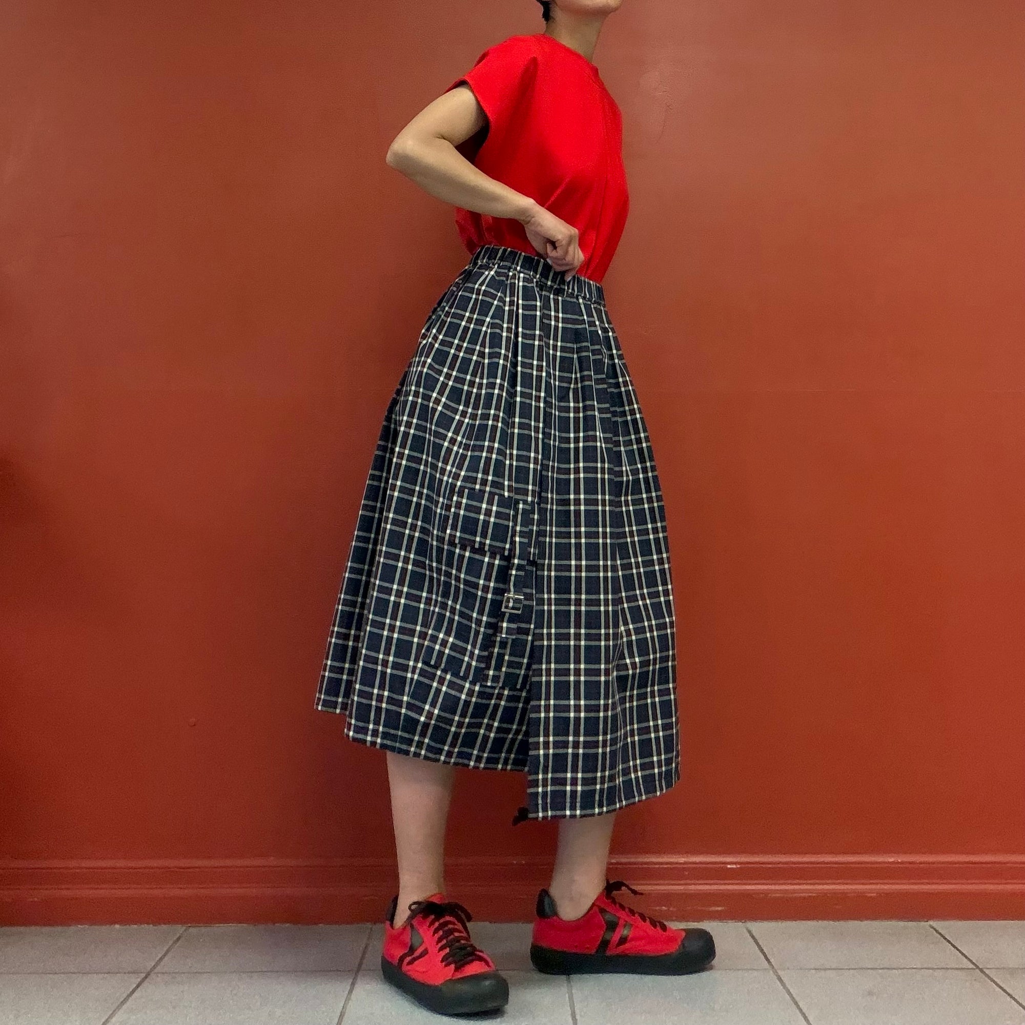 Made in Japan parachute plaid skirt