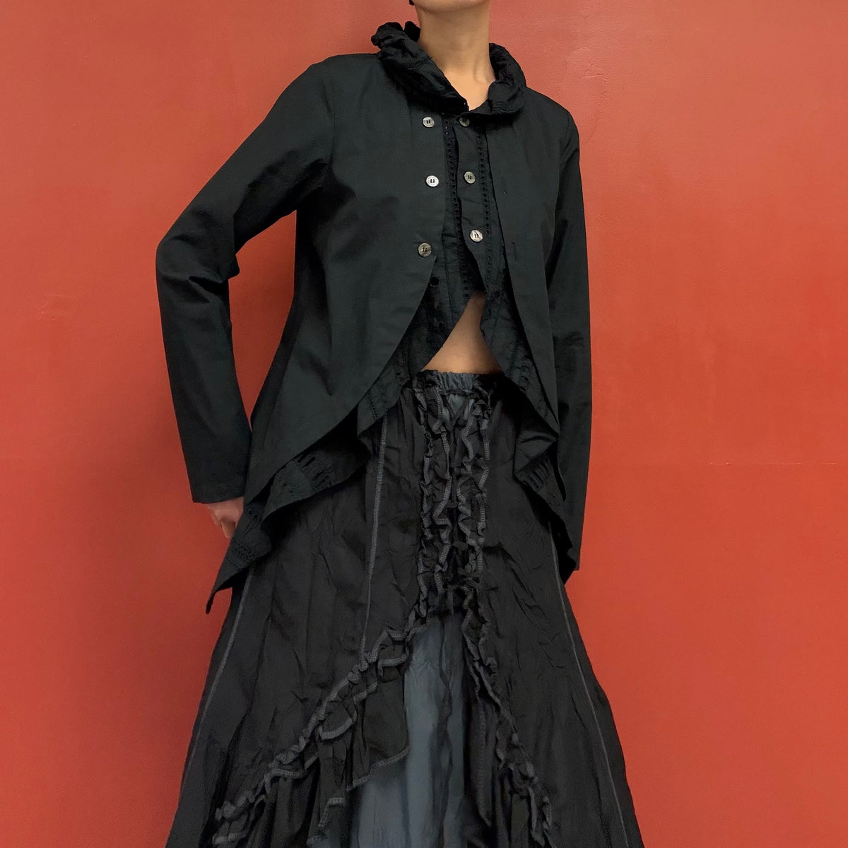 Ruffle collar 2way blouse