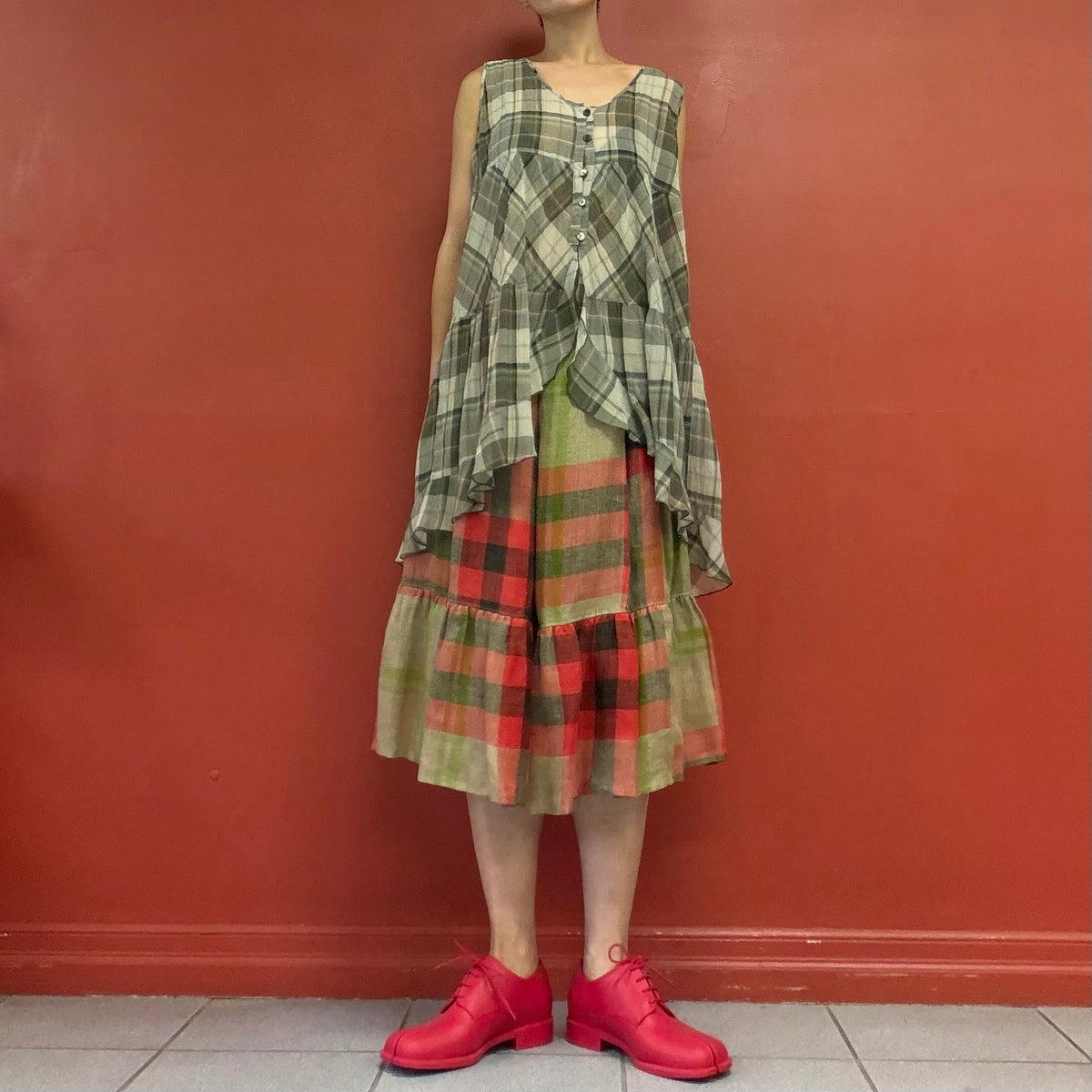 Plaid babydoll top