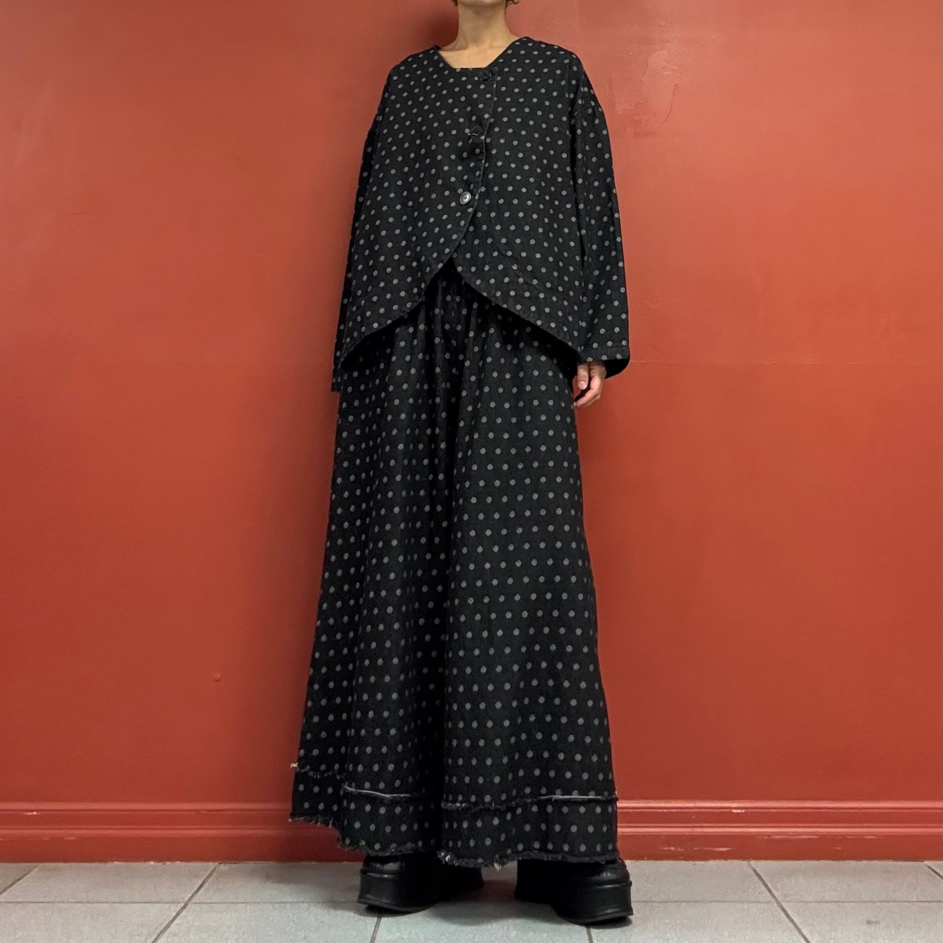 Polka-Dot Black Denim Jacket