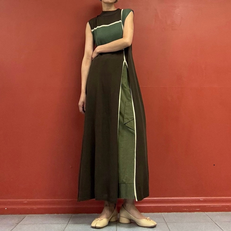 Deep slit knit dress