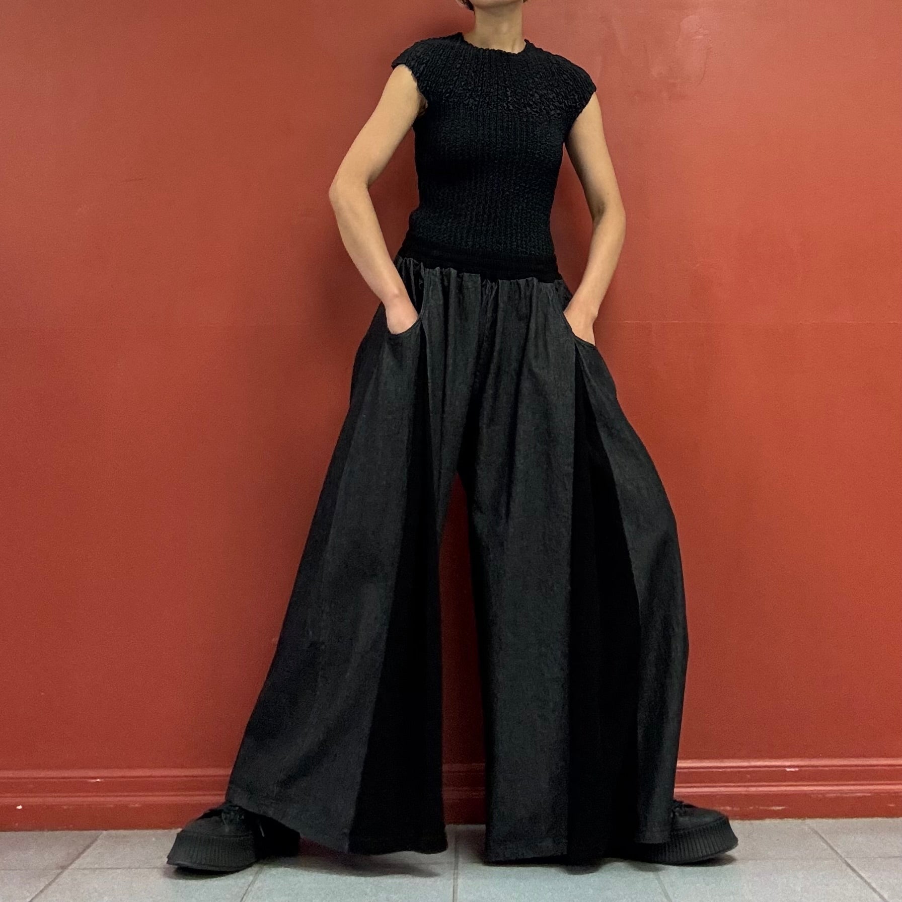 Panelled wide-leg pants