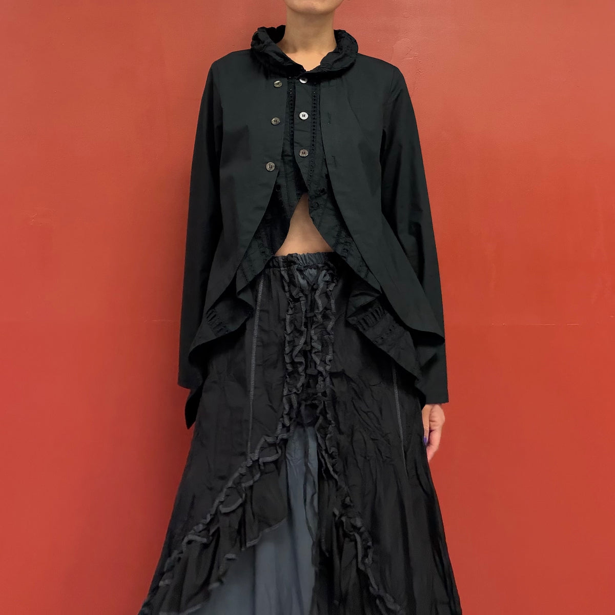 Ruffle collar 2way blouse