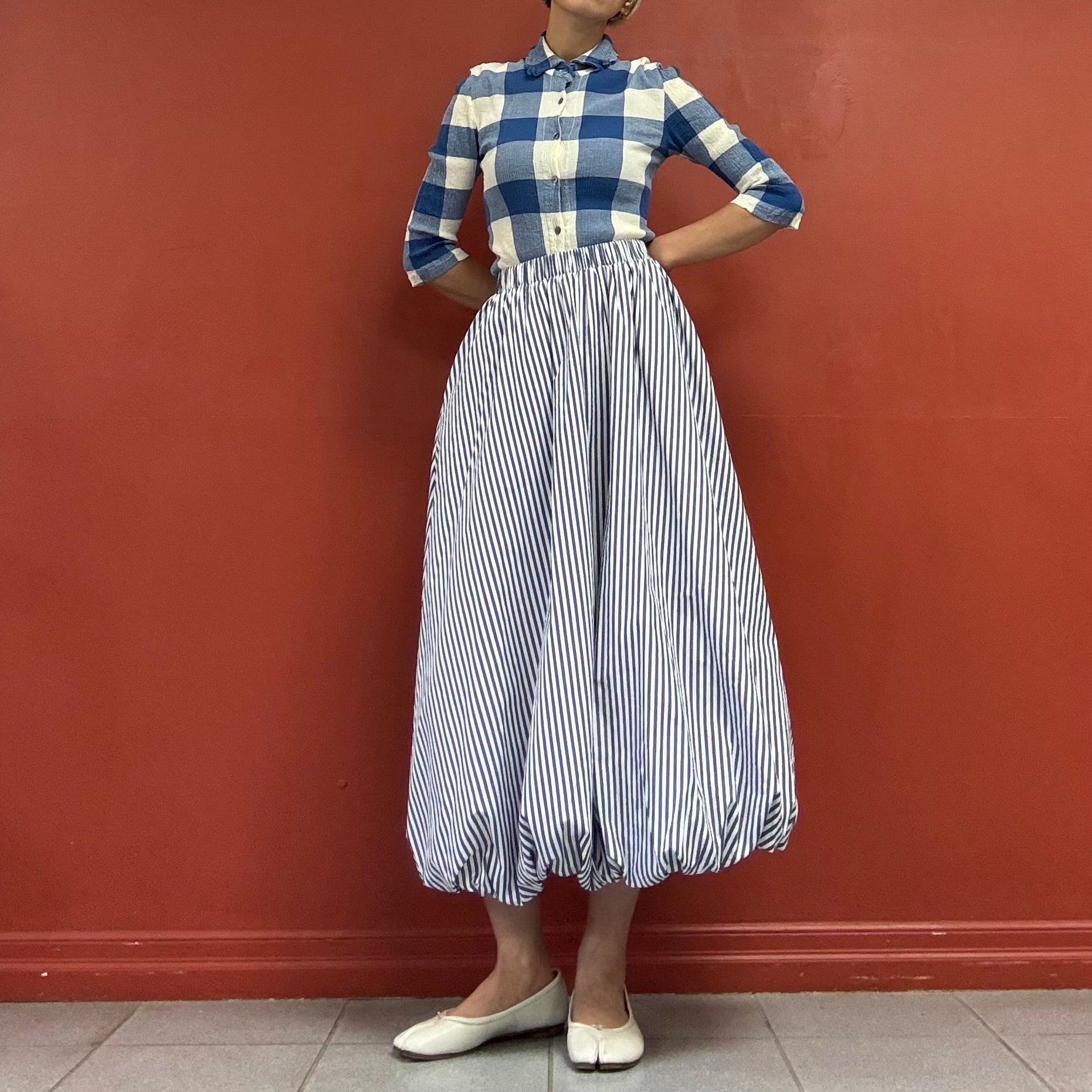 Striped balloon skirt