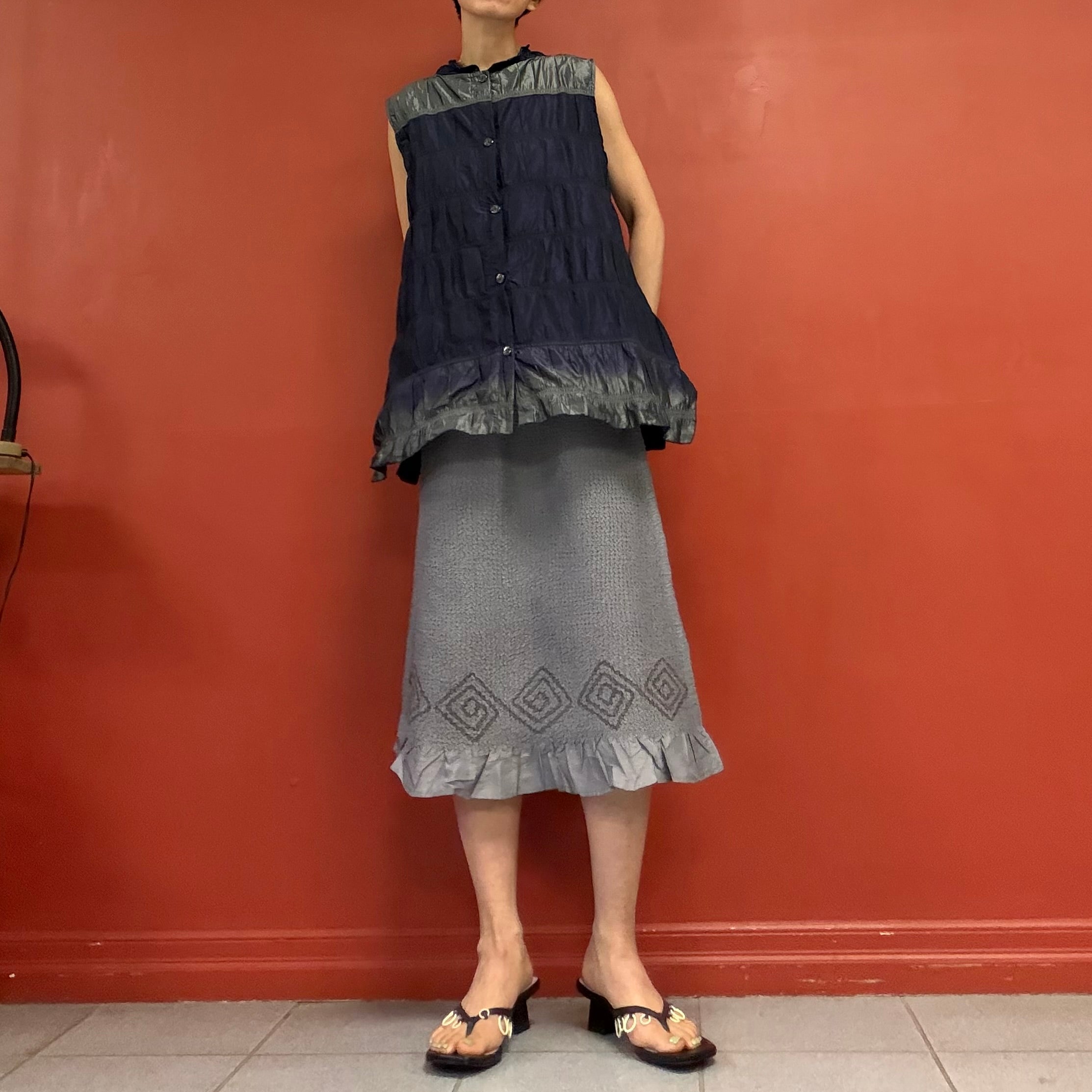 Pleated button up vest