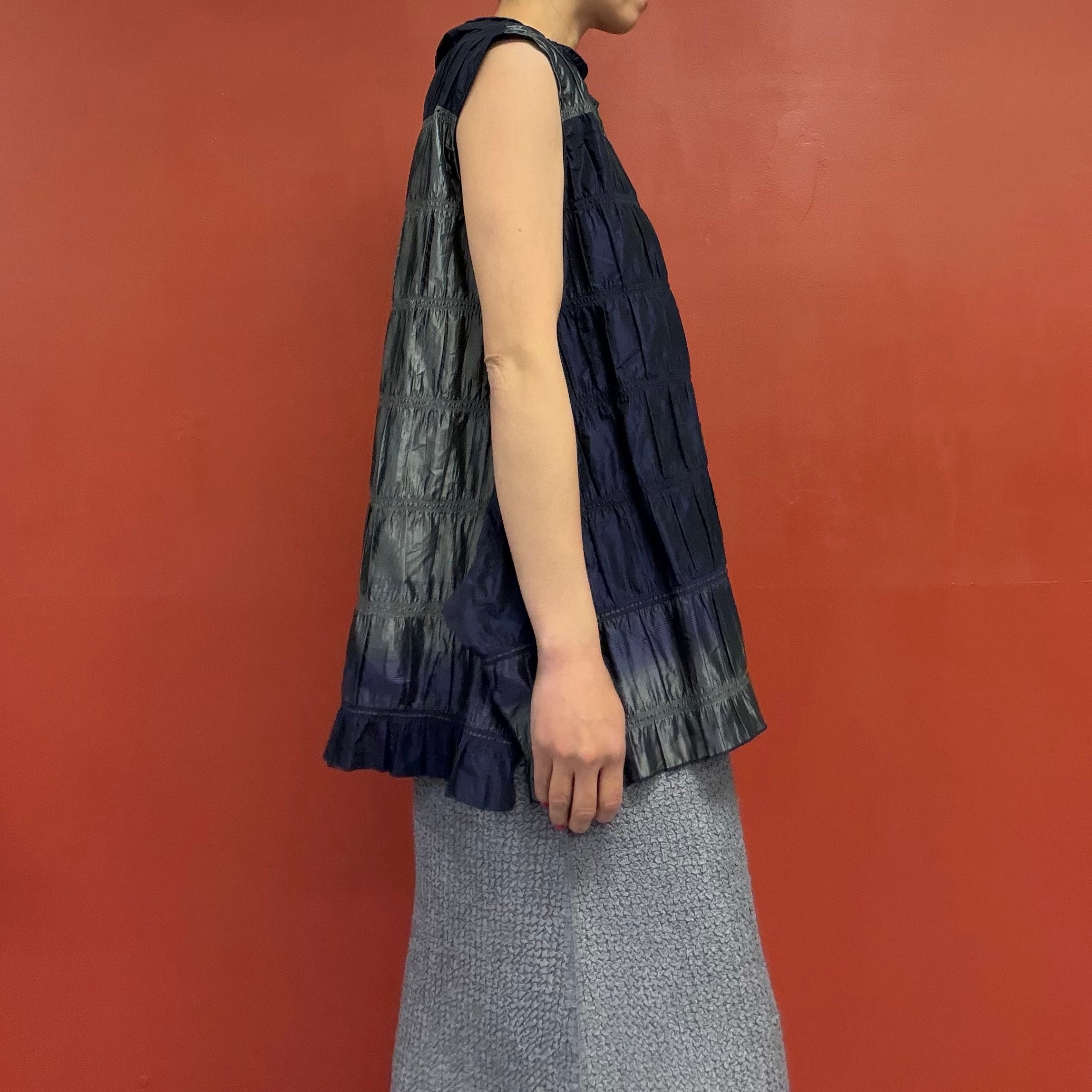 Pleated button up vest