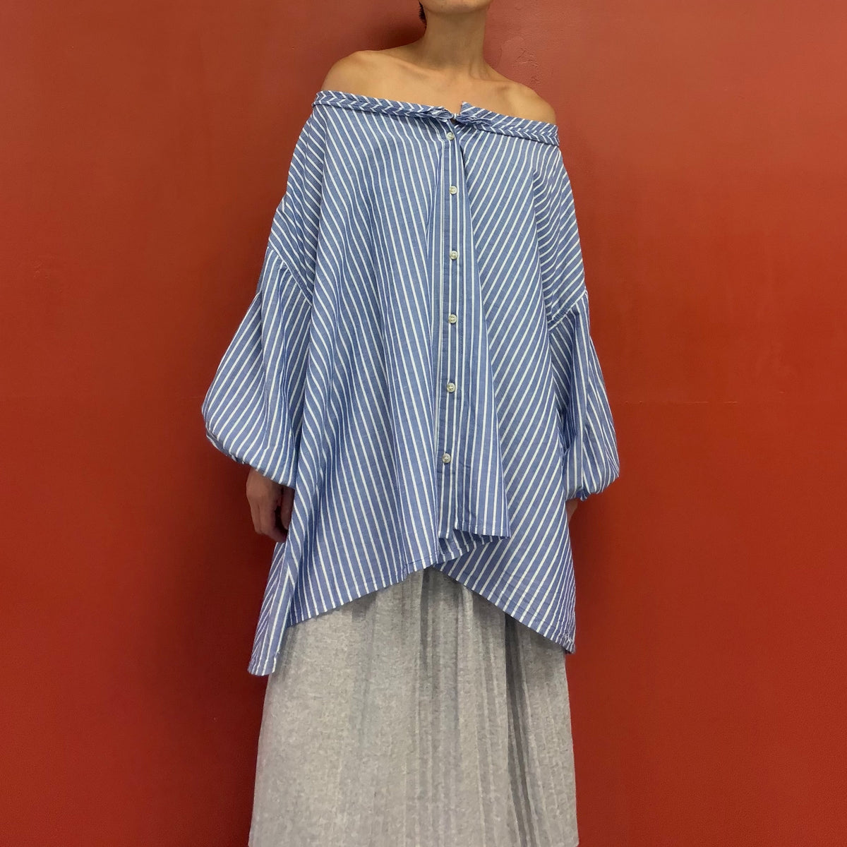 Stripes blouse with puffy sleeves