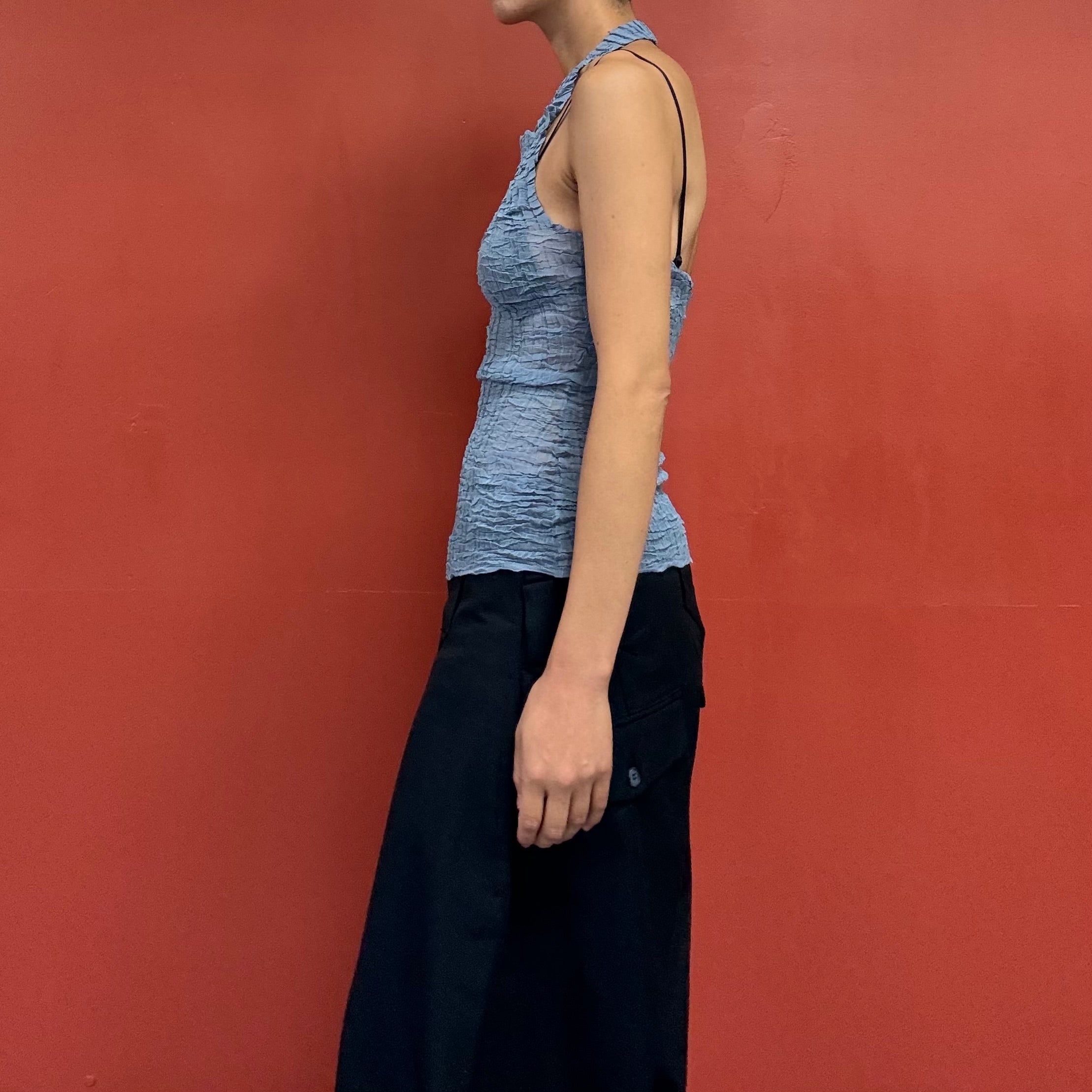 Pleats halter neck top