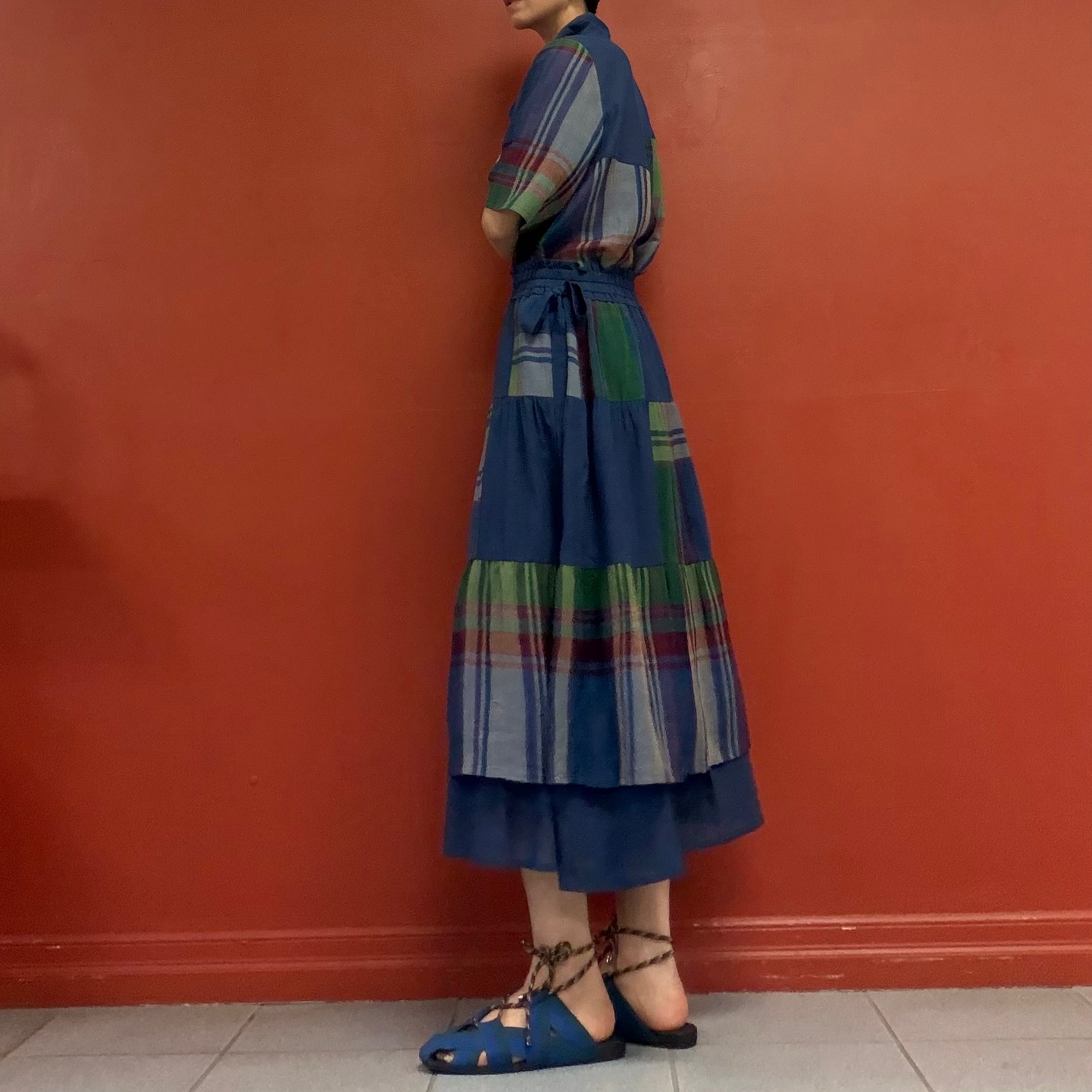 Garden check double skirt