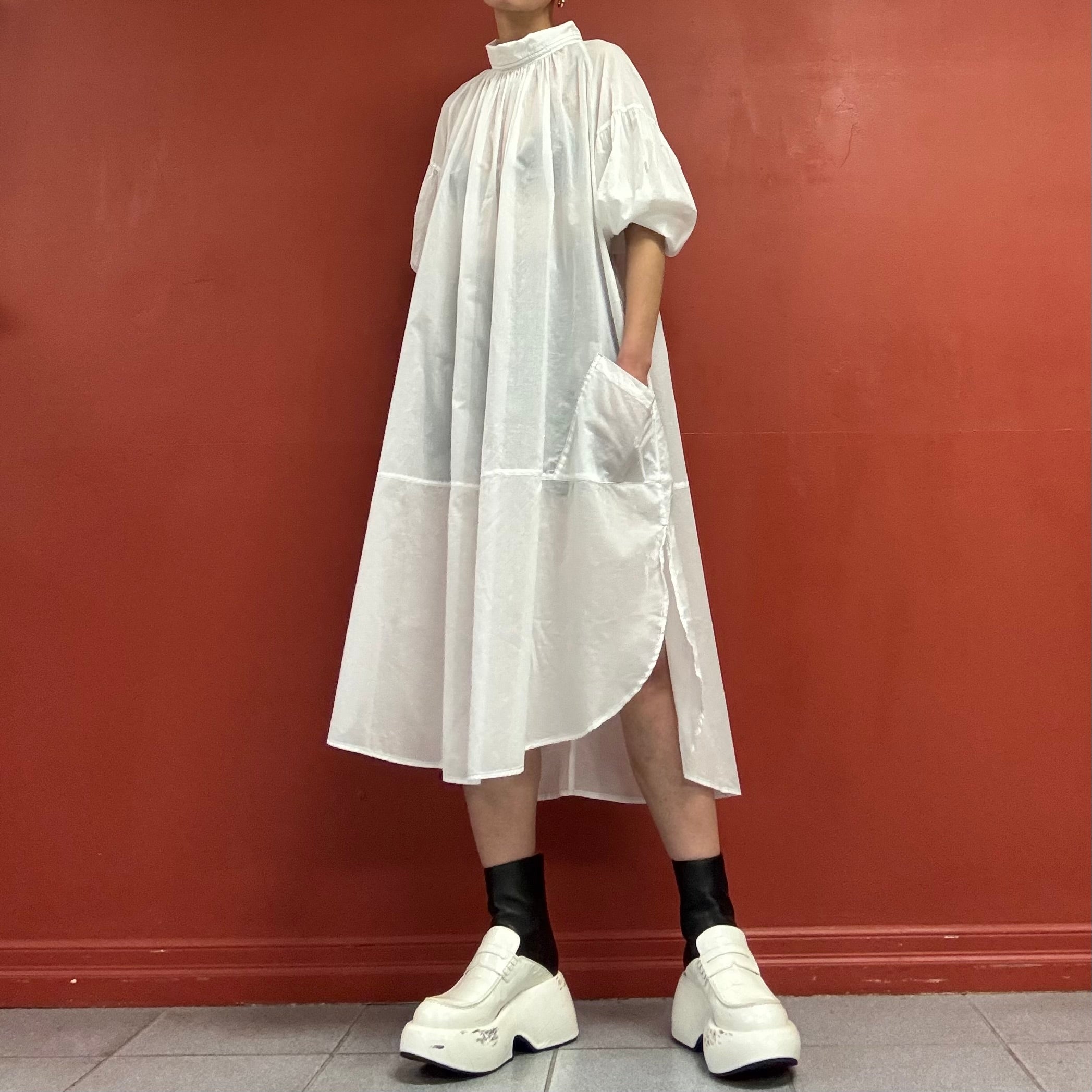 Sheer cotton dress with puffy sleeves