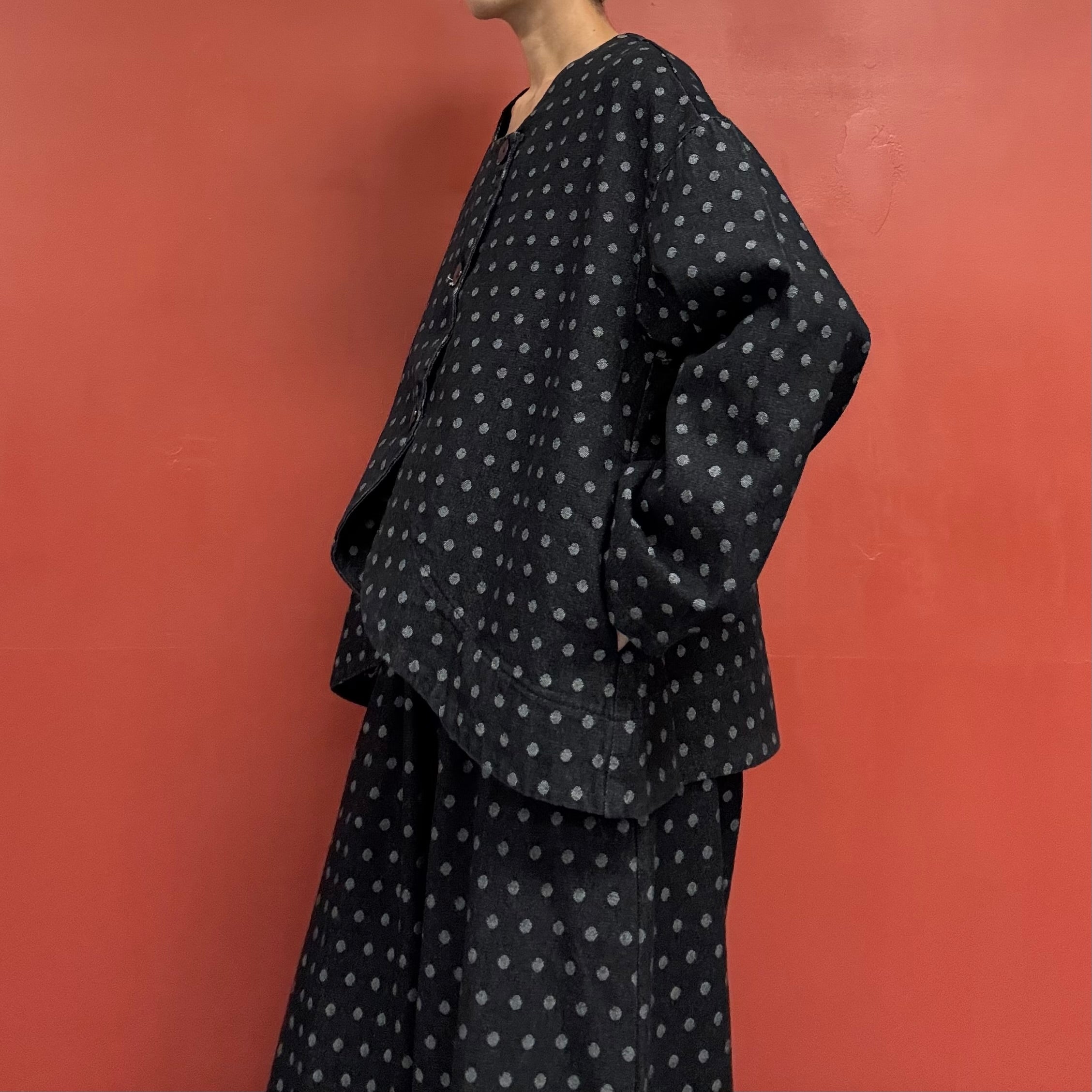 Polka-Dot Black Denim Jacket