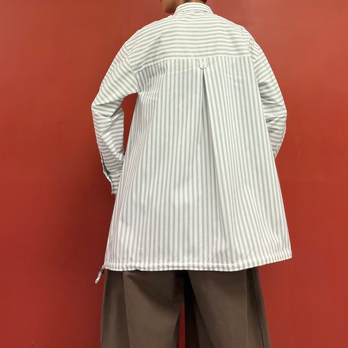 Drawstring stripe shirt