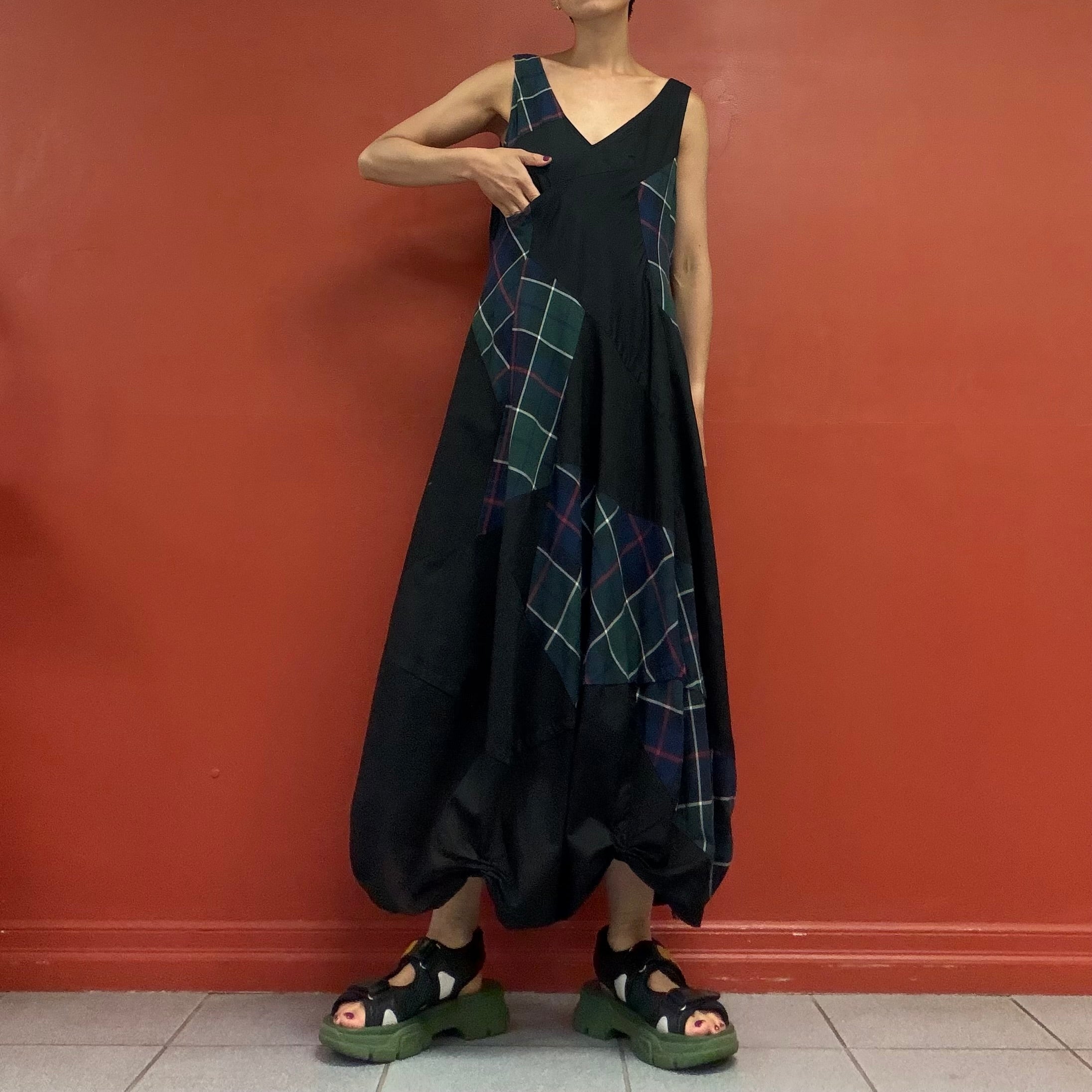 Patchwork balloon dress
