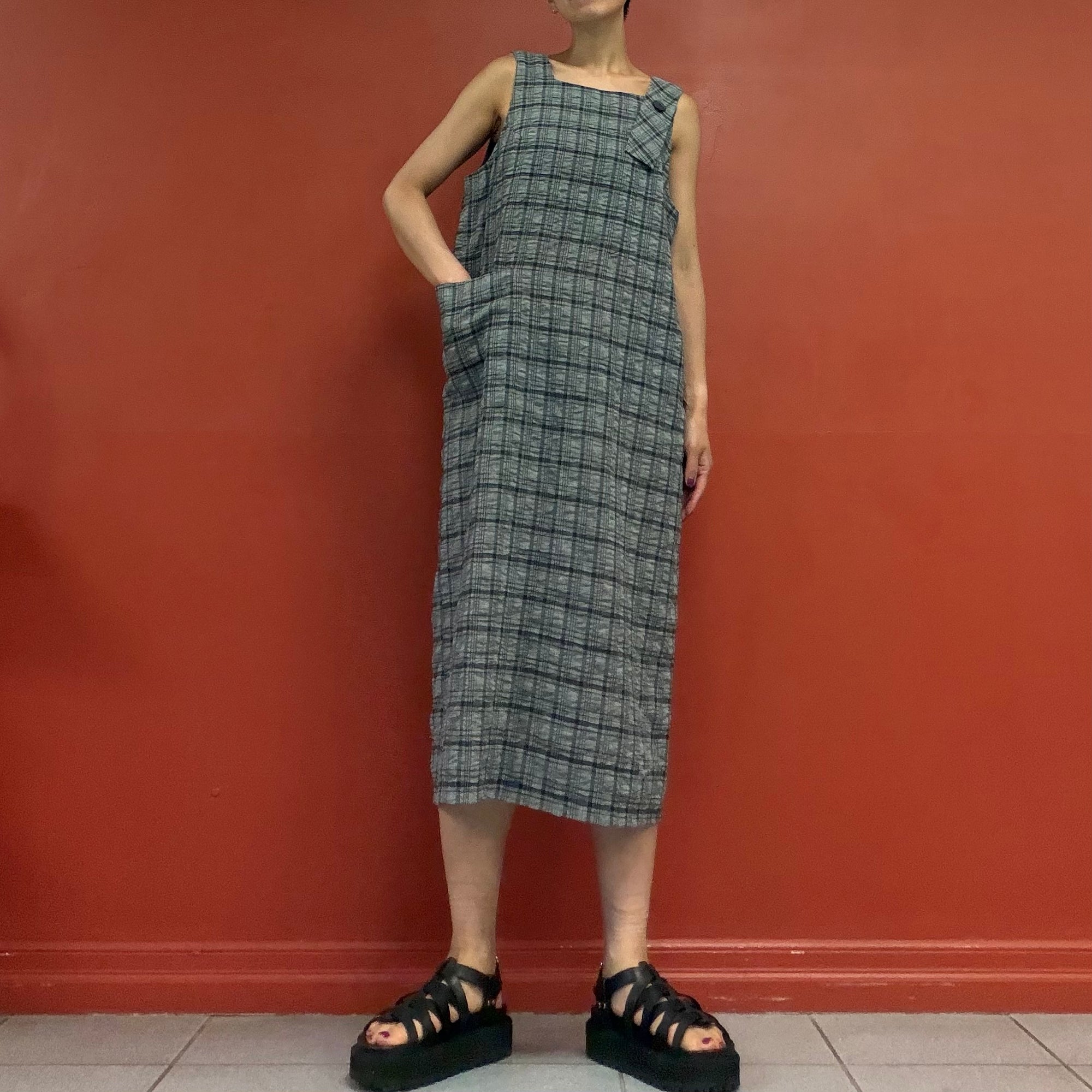 Check apron dress