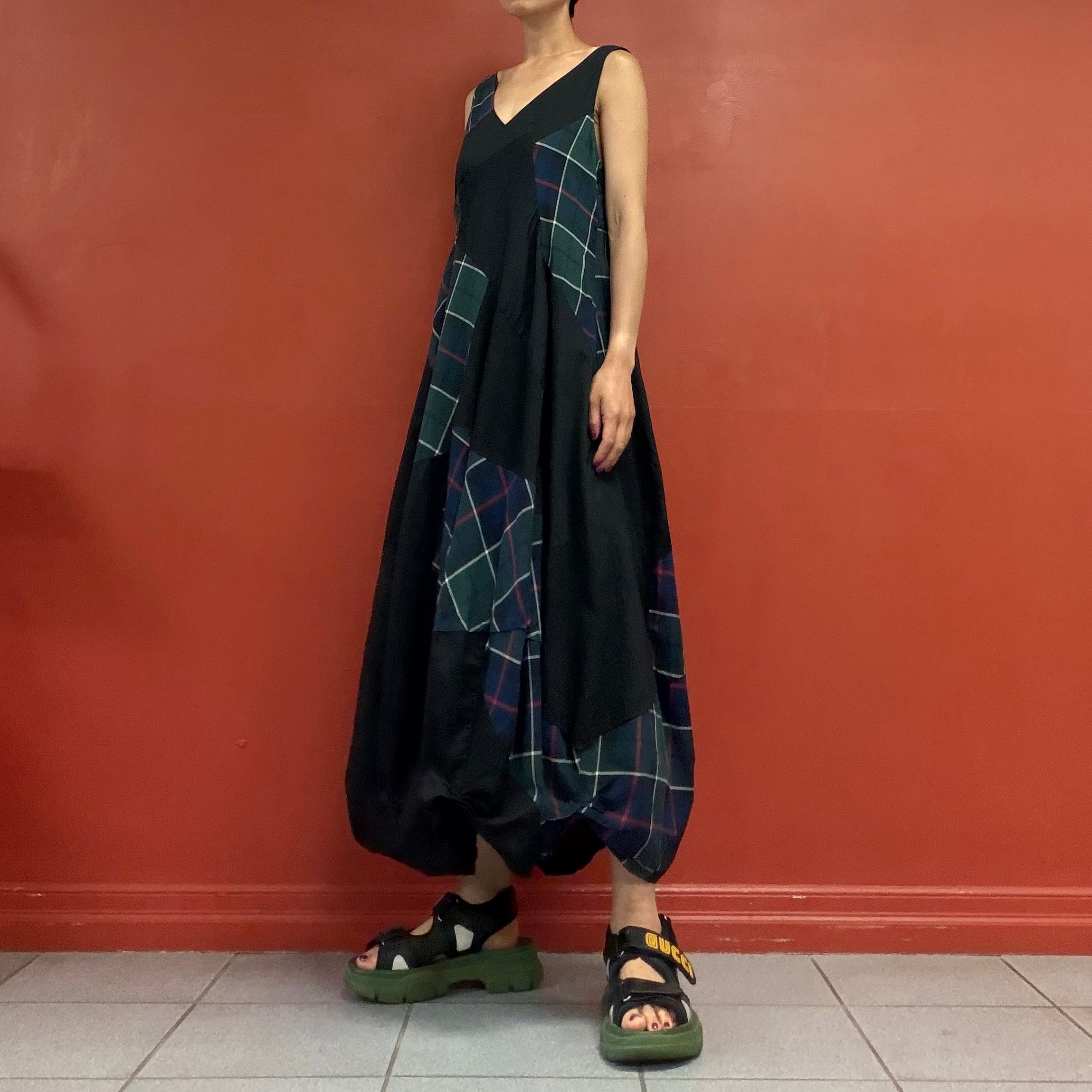 Patchwork balloon dress
