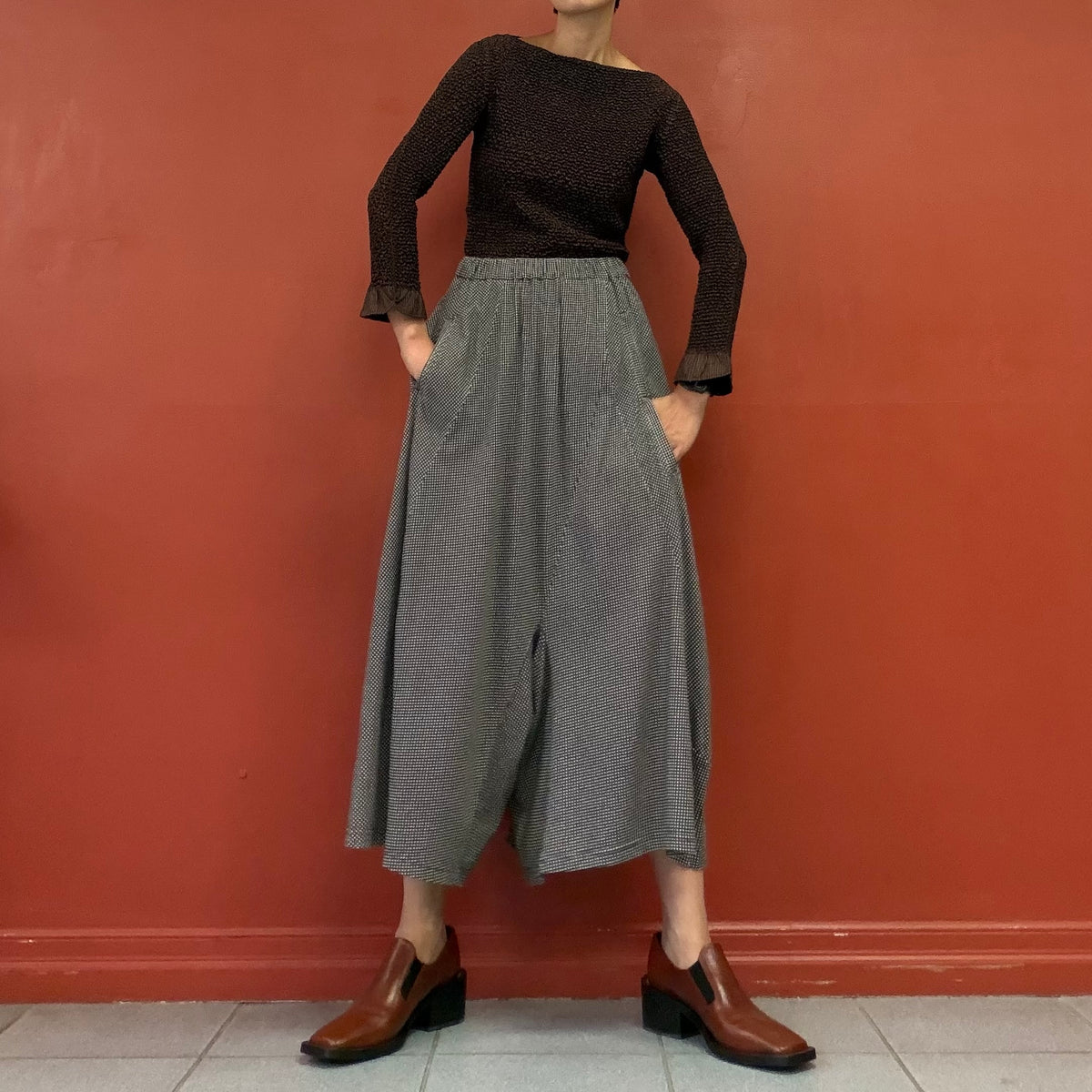Gingham wide leg culottes