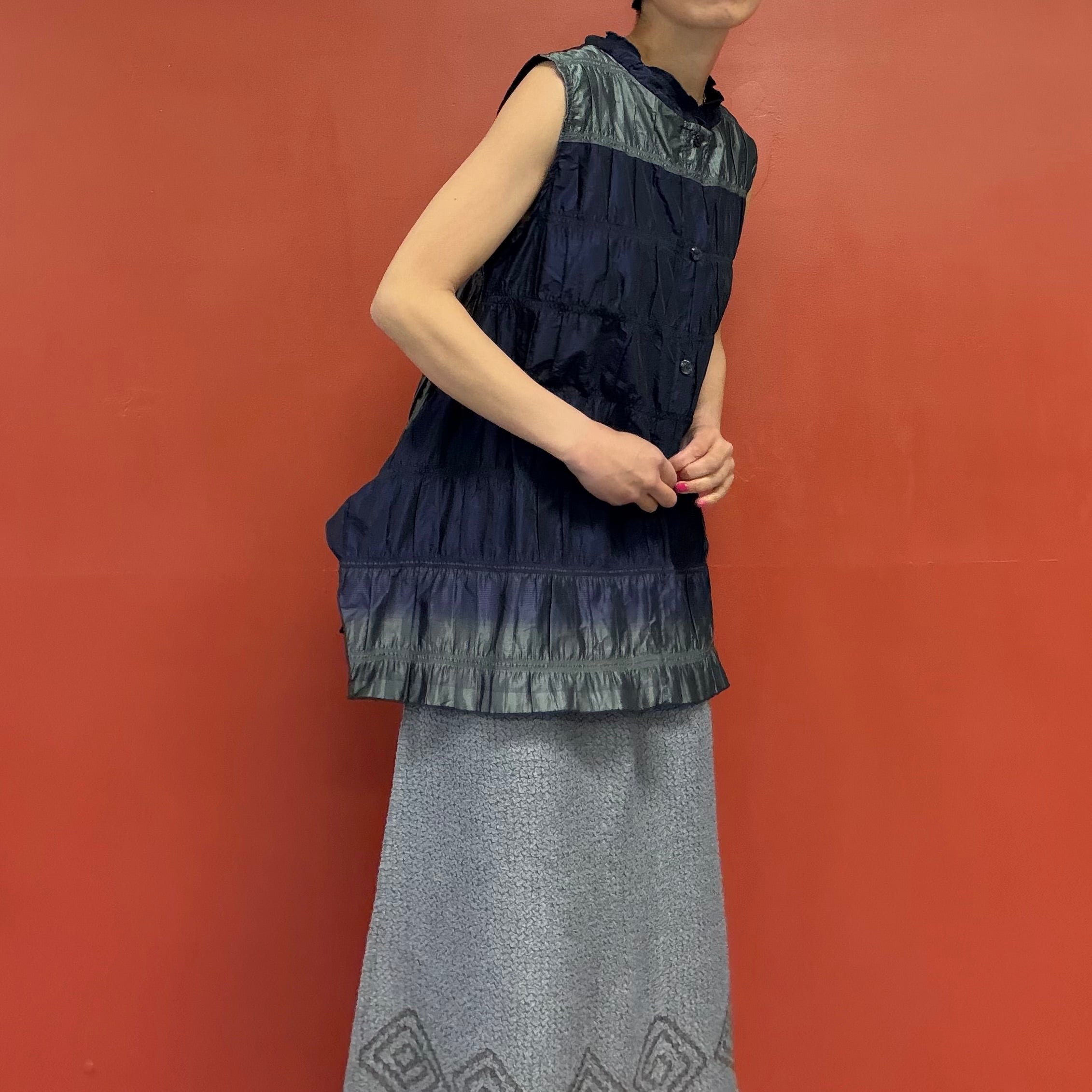 Pleated button up vest