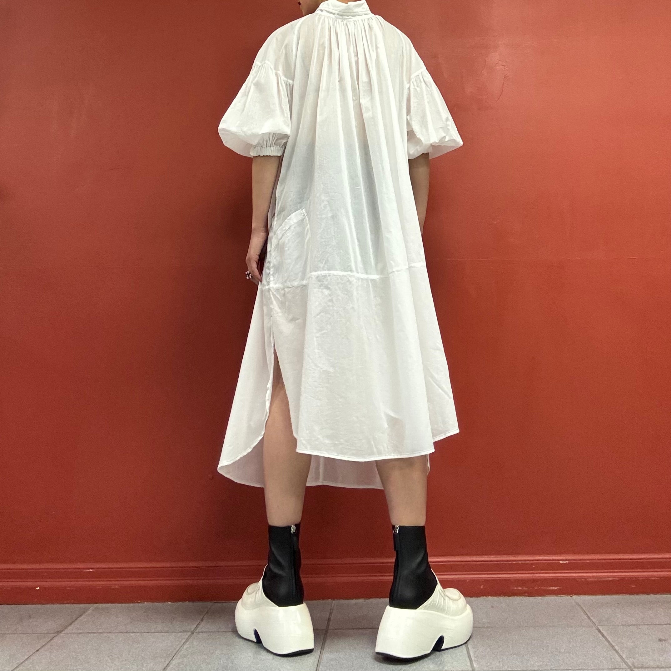 Sheer cotton dress with puffy sleeves