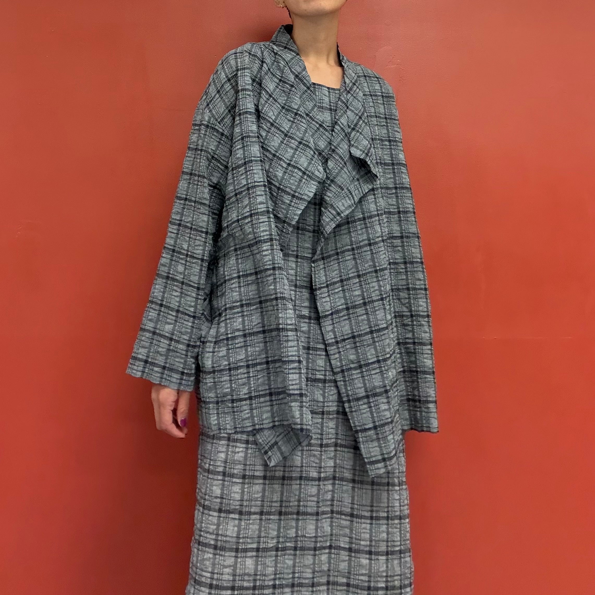 Drape plaid top