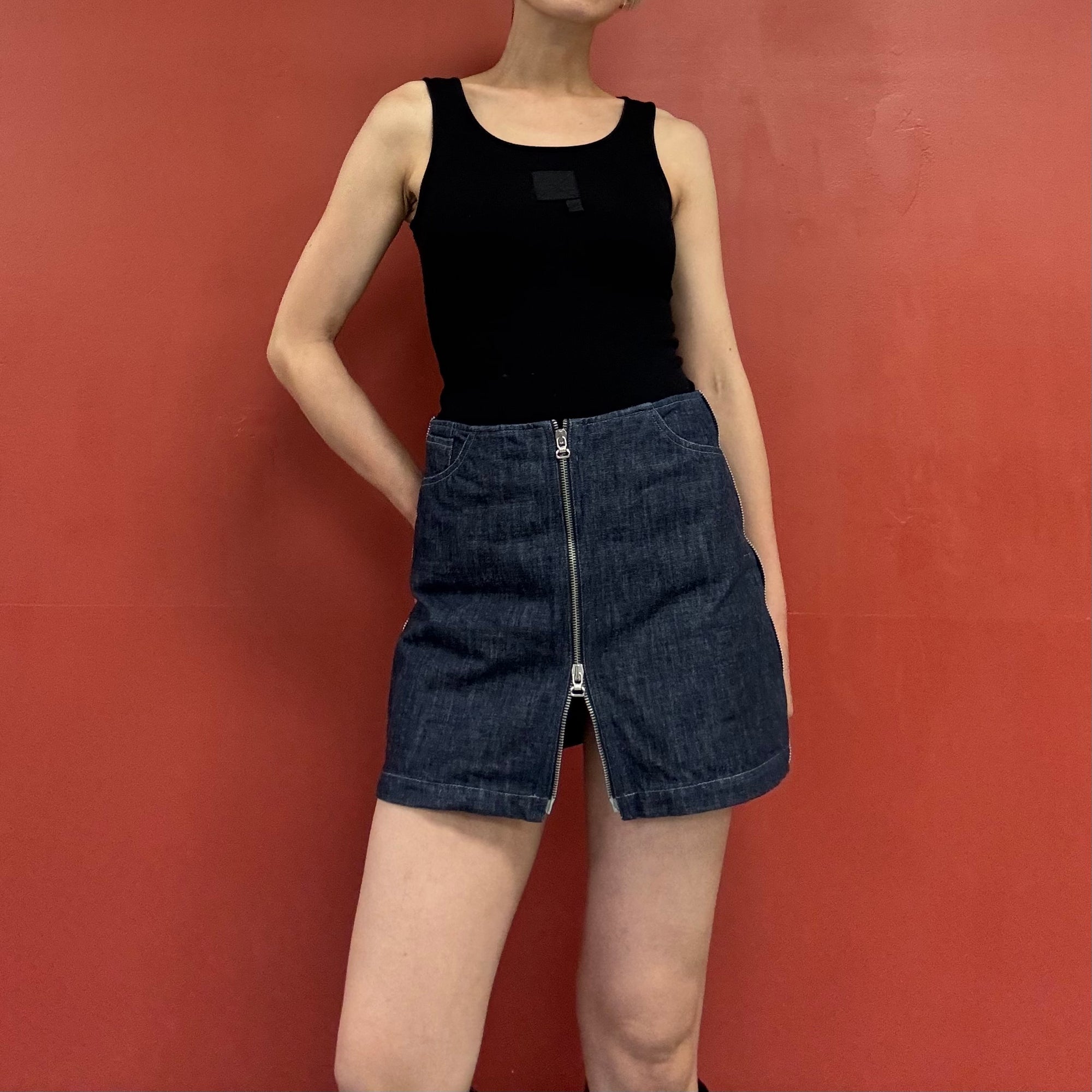 90s00s double zip denim skirt