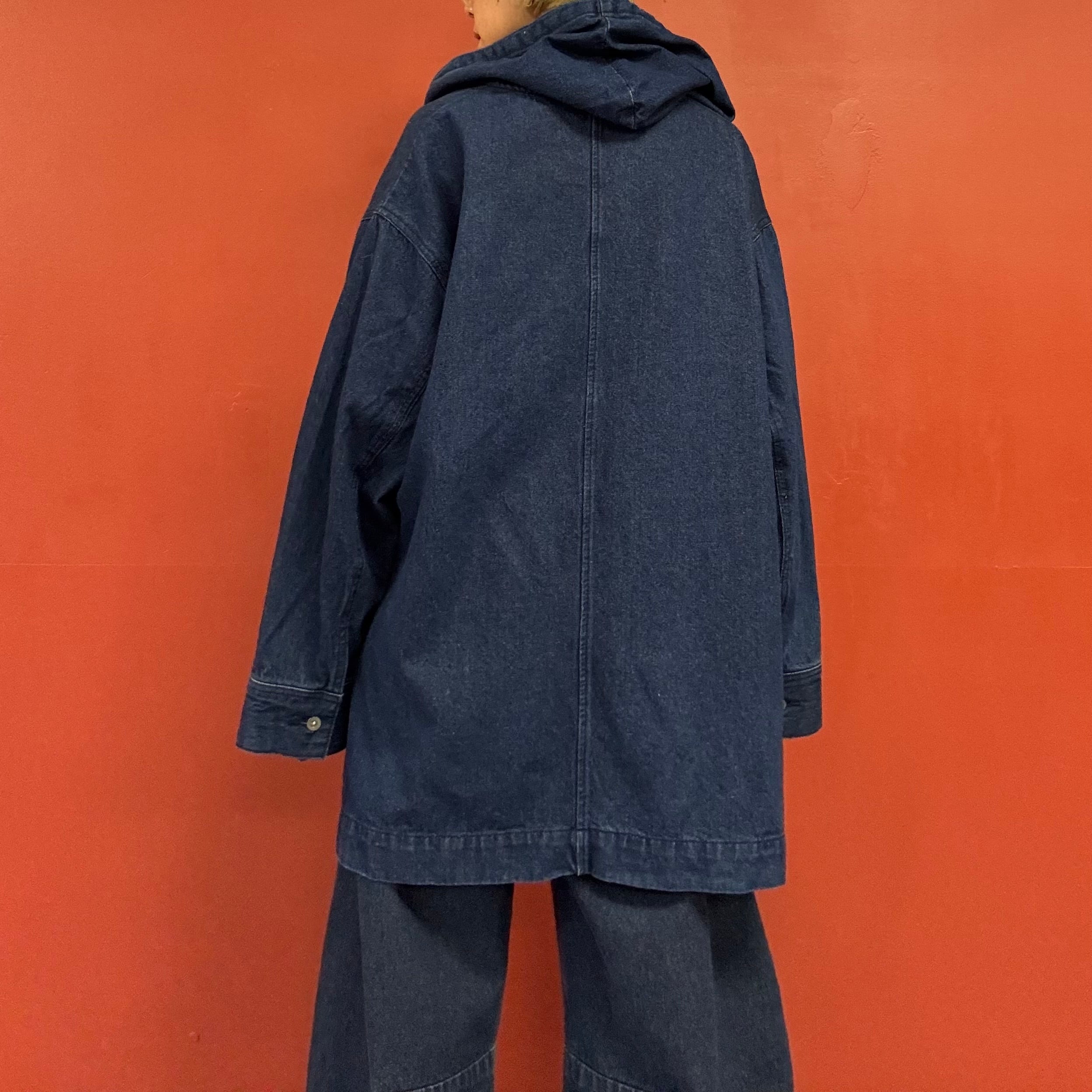 Hooded denim pullover