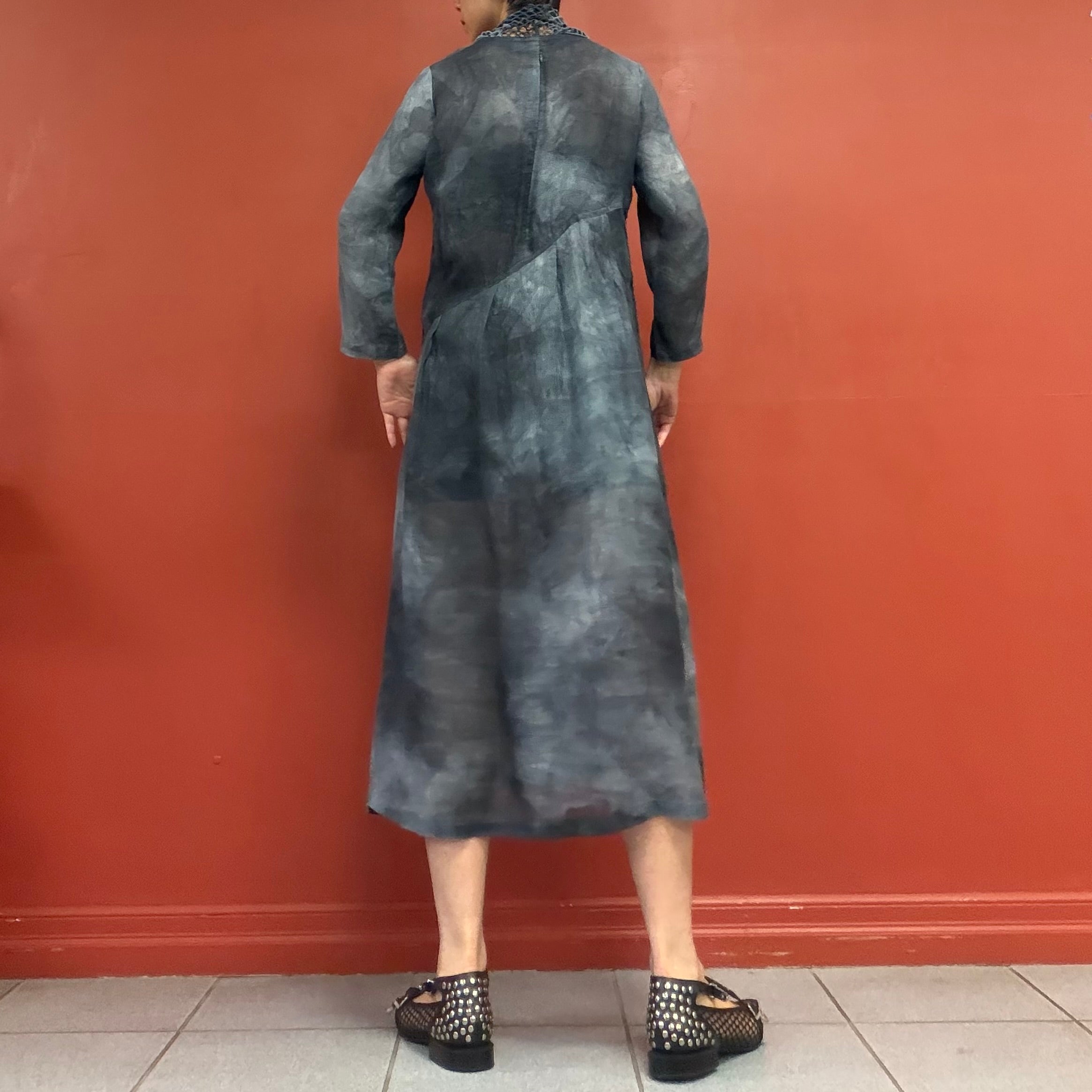 Sheer tie dye linen dress