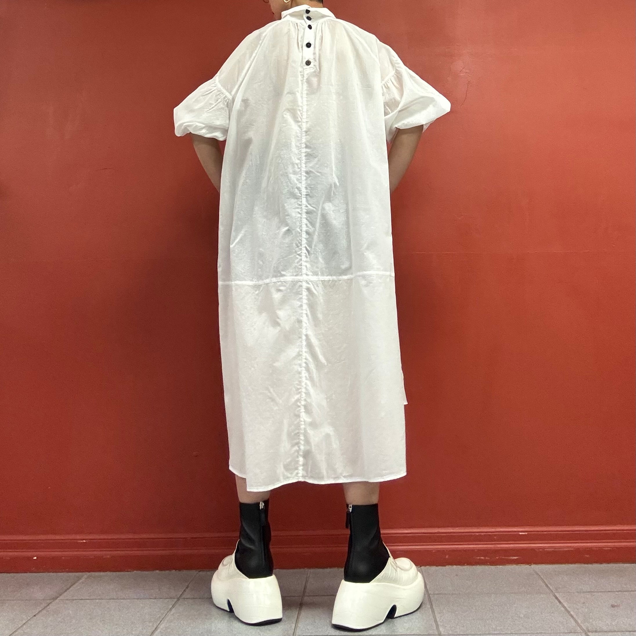 Sheer cotton dress with puffy sleeves