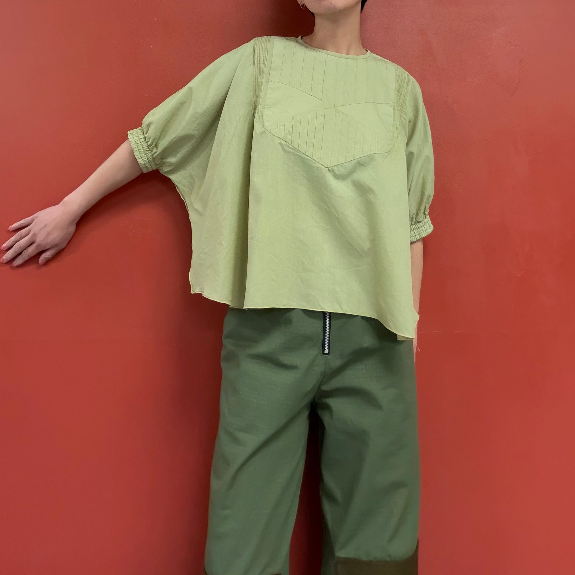 Airy cotton blouse with dolman sleeves
