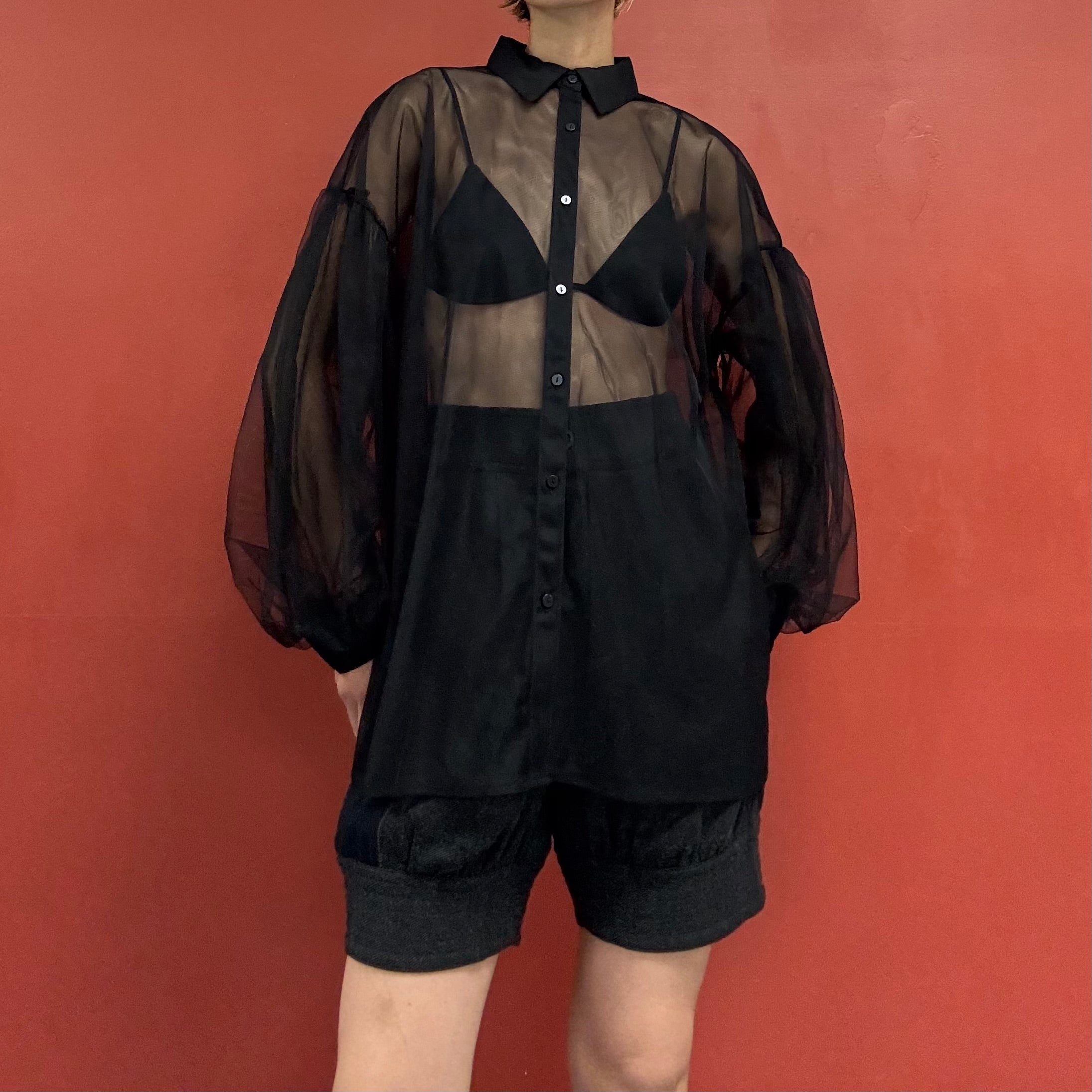 Tule puffy sleeves blouse