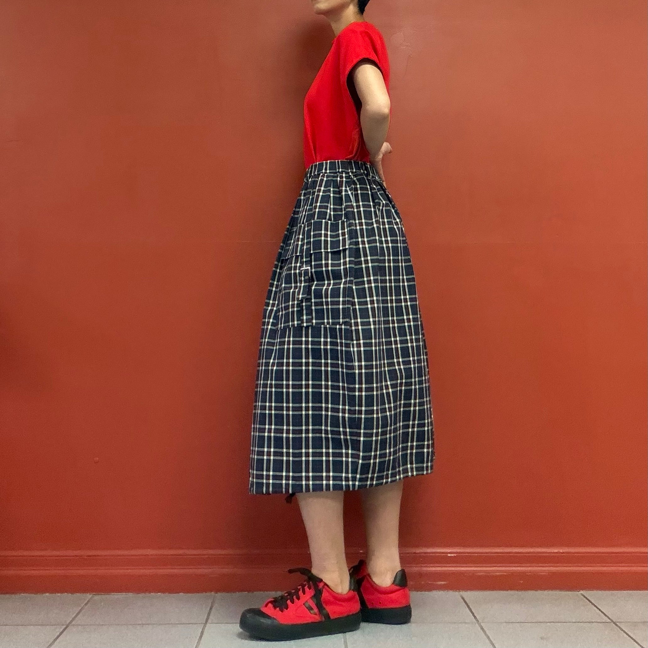 Made in Japan parachute plaid skirt
