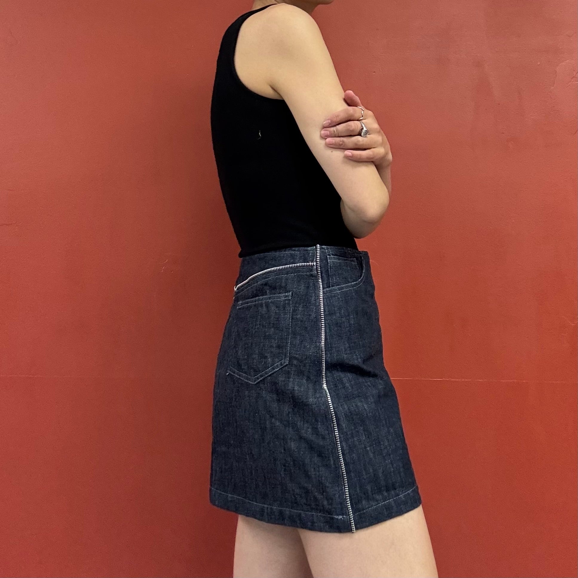 90s00s double zip denim skirt