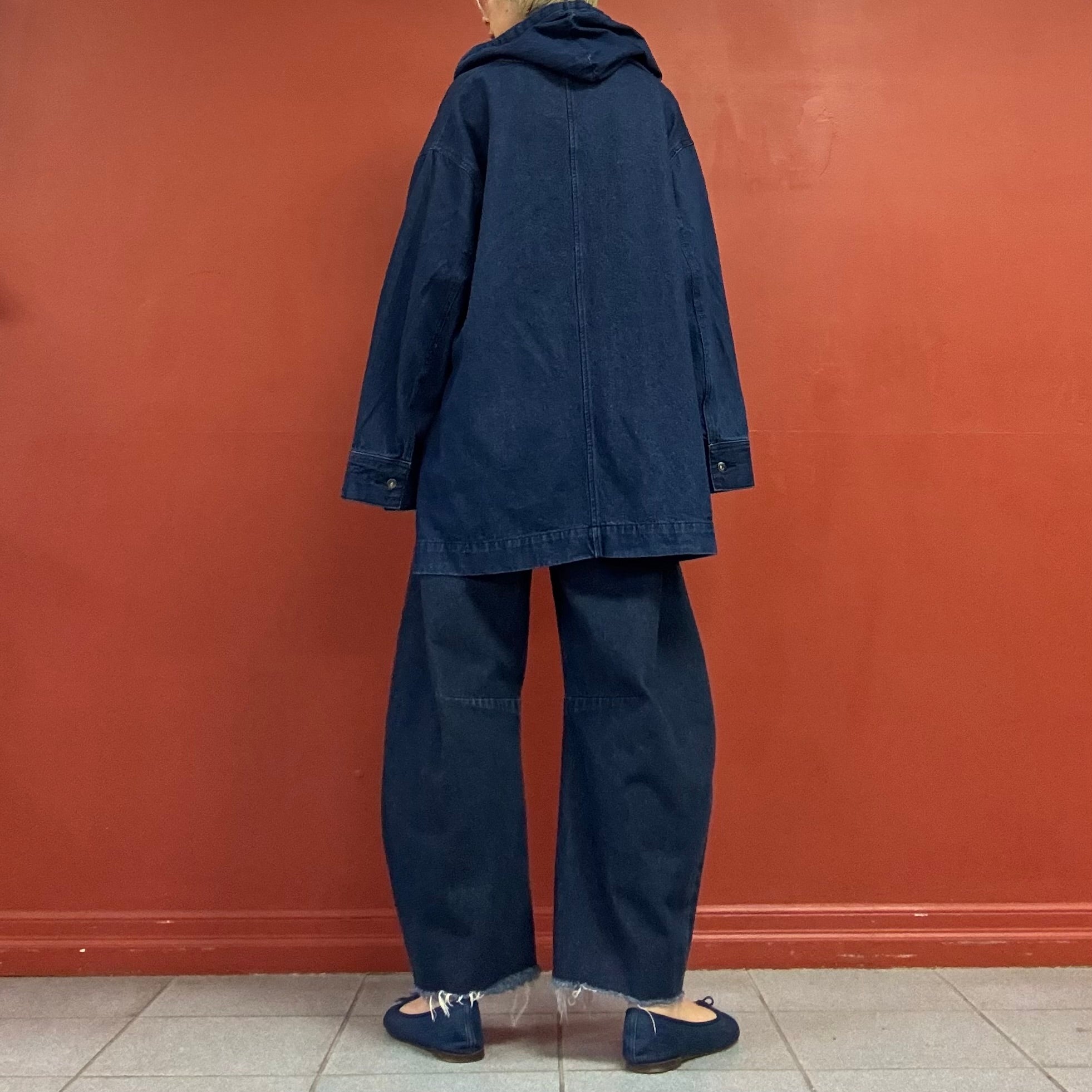 Hooded denim pullover