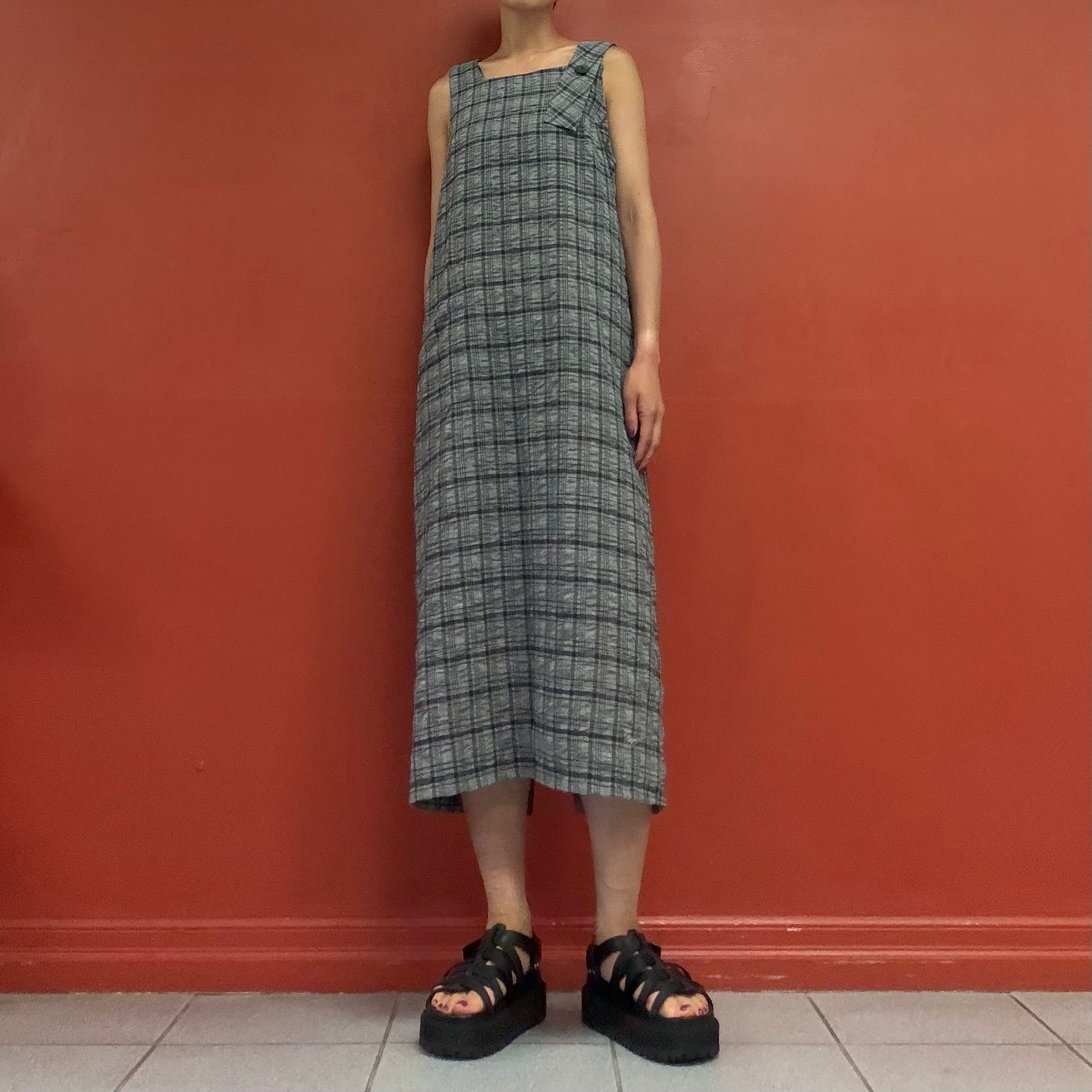 Check apron dress