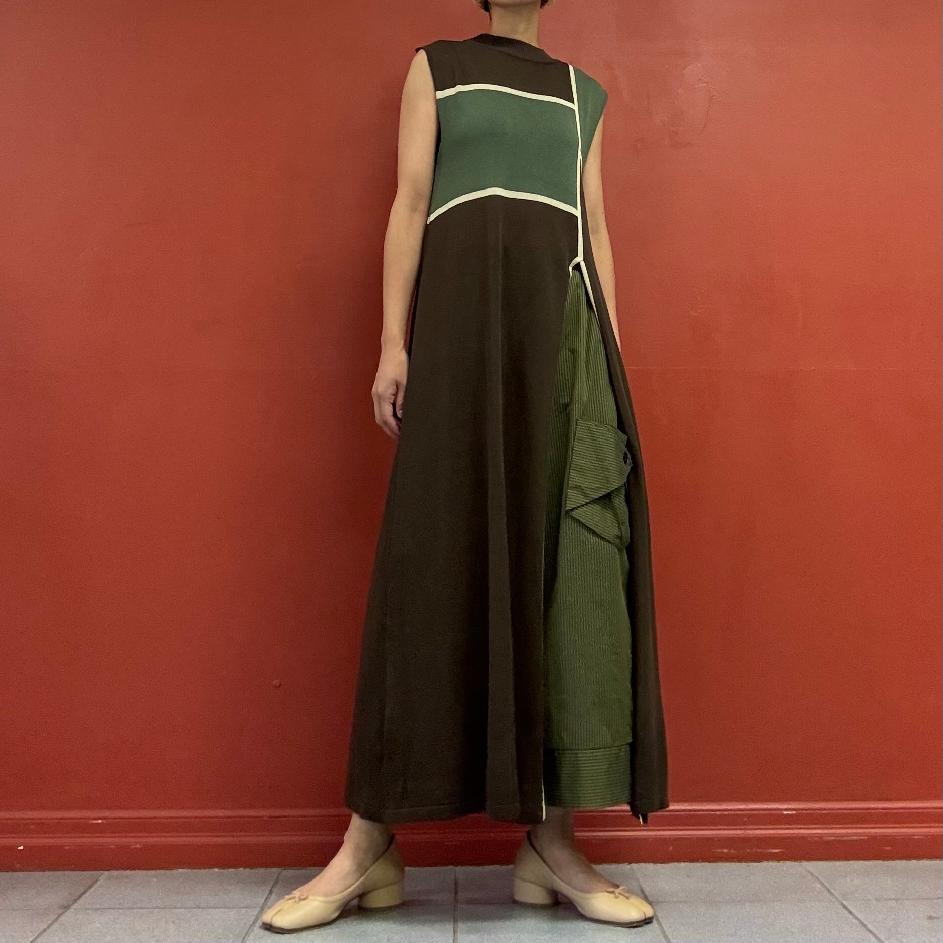 Deep slit knit dress