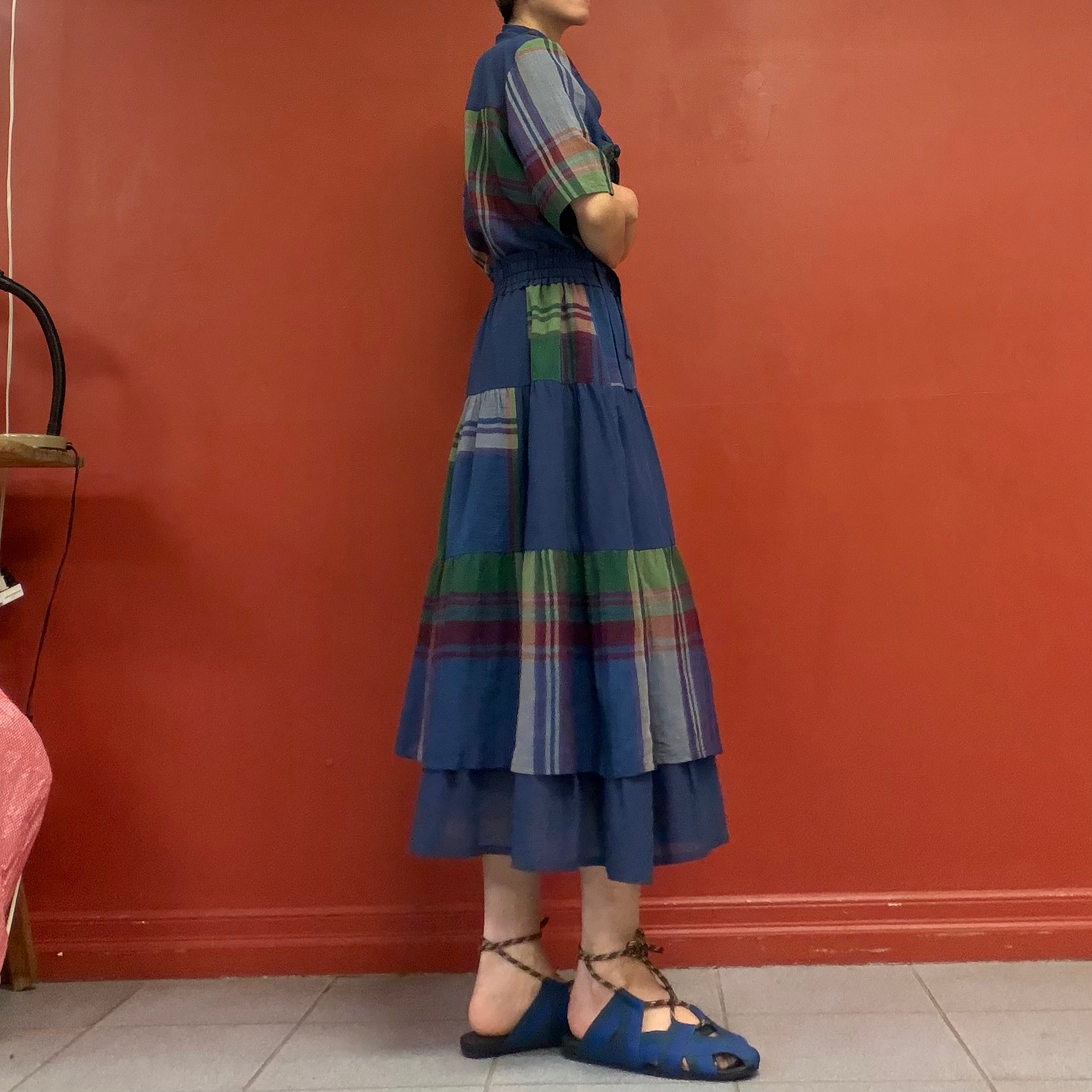 Garden check double skirt
