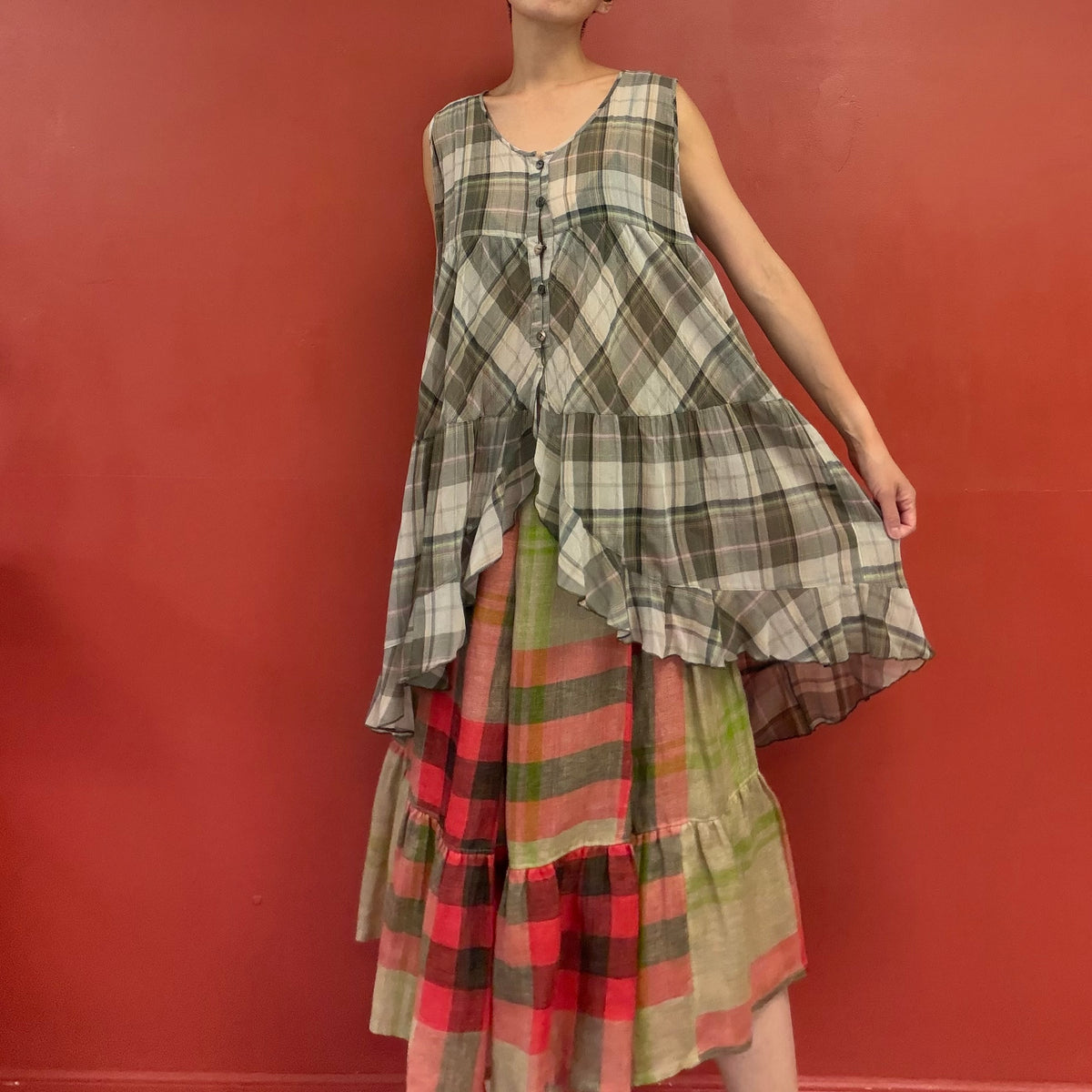Plaid babydoll top