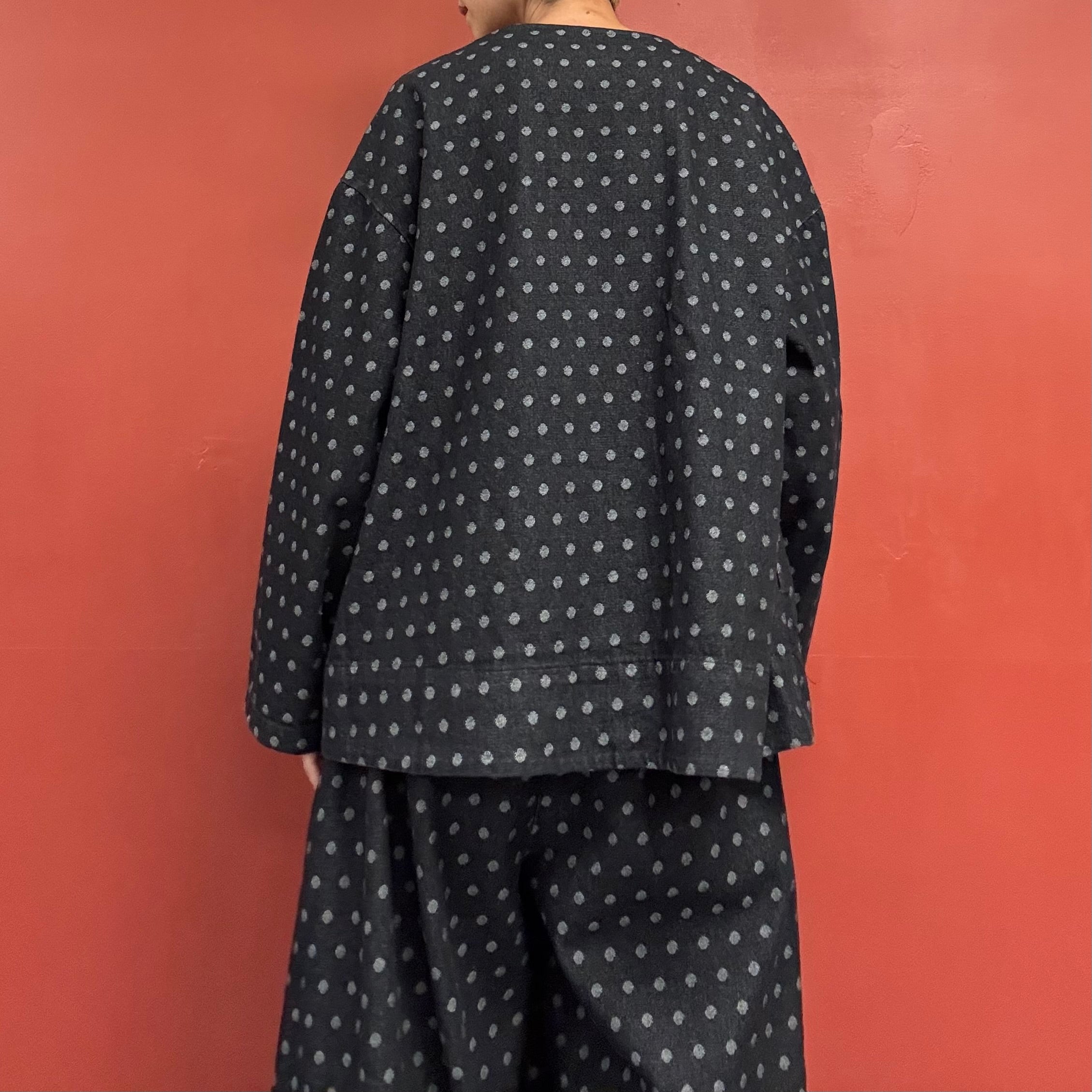 Polka-Dot Black Denim Jacket