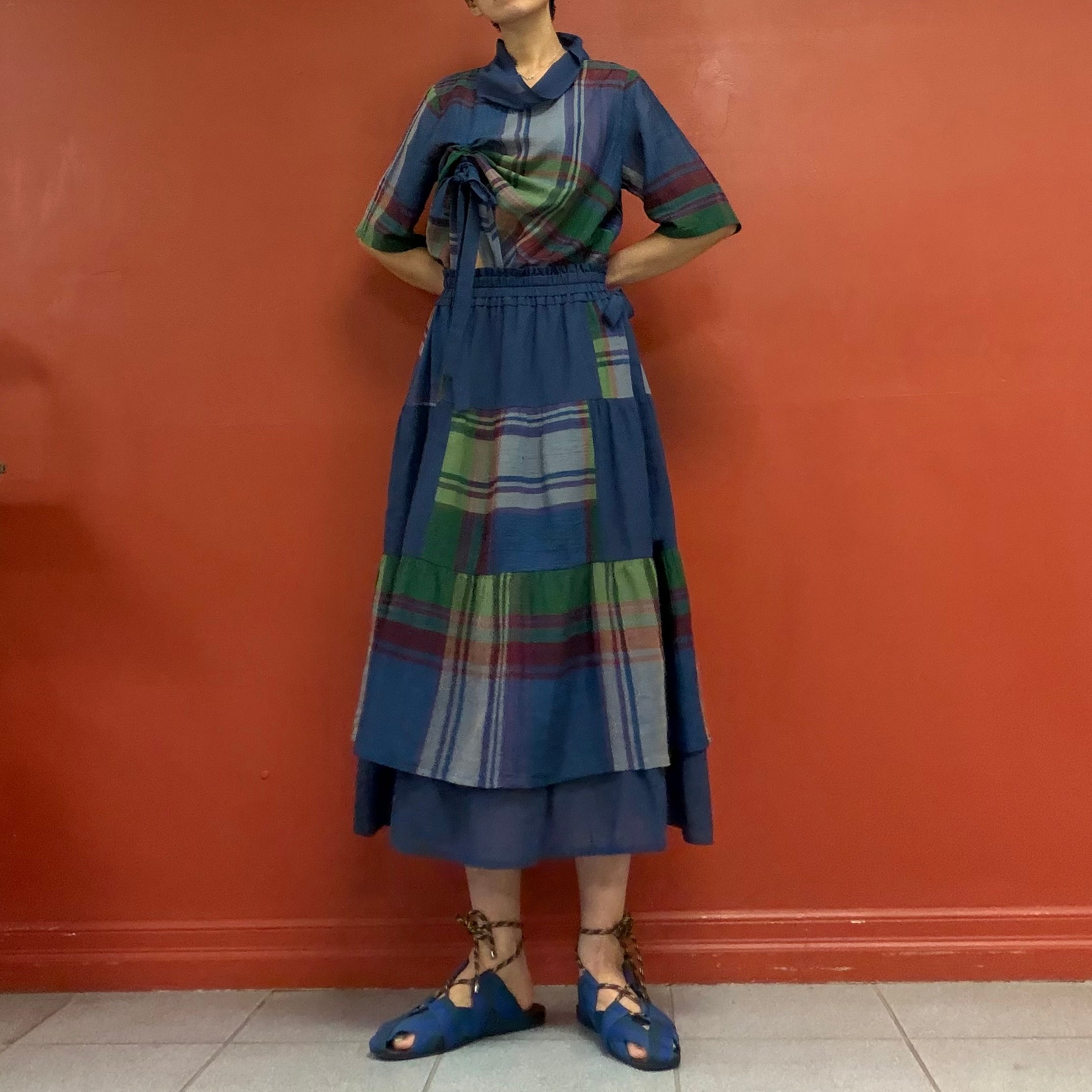 Garden check double skirt