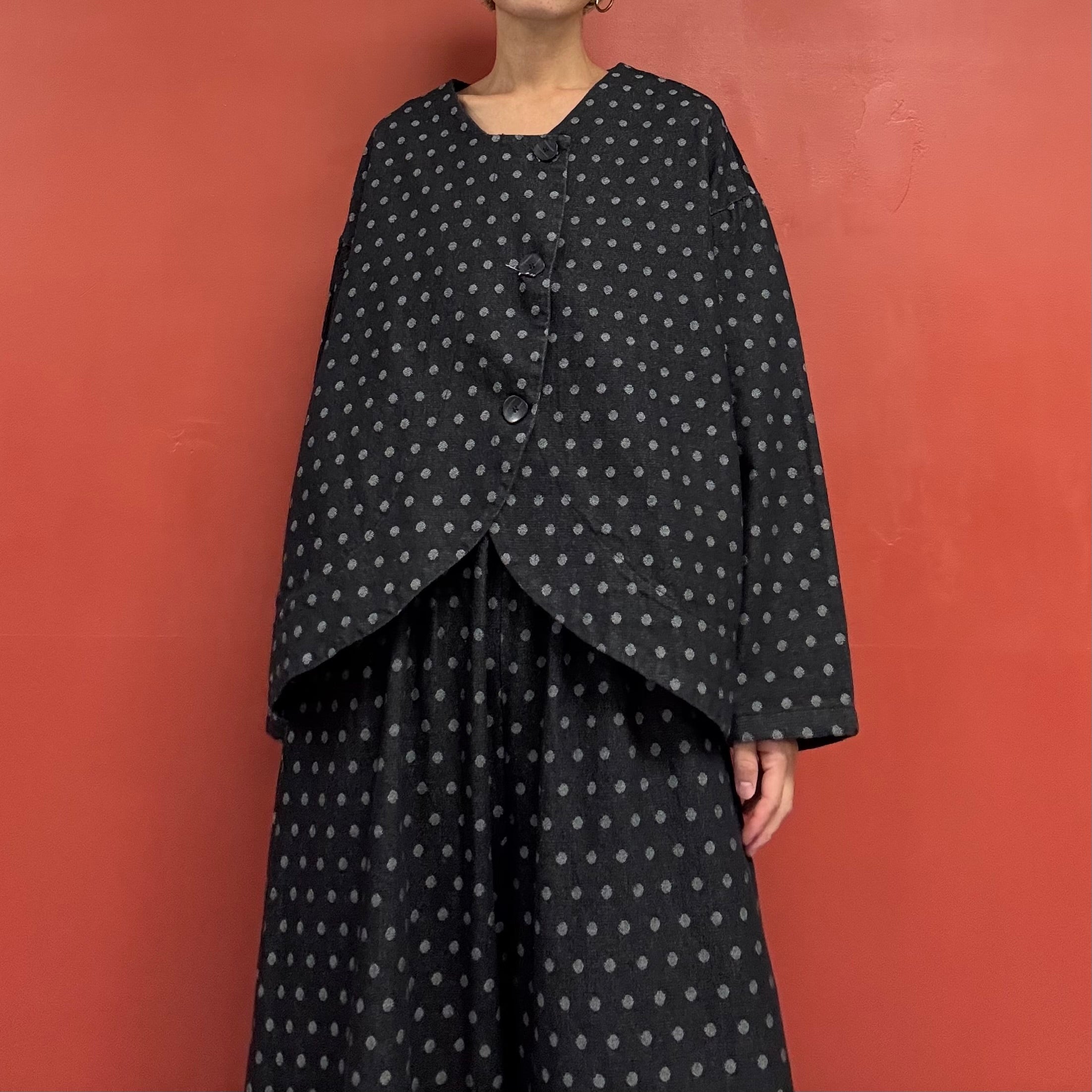 Polka-Dot Black Denim Jacket