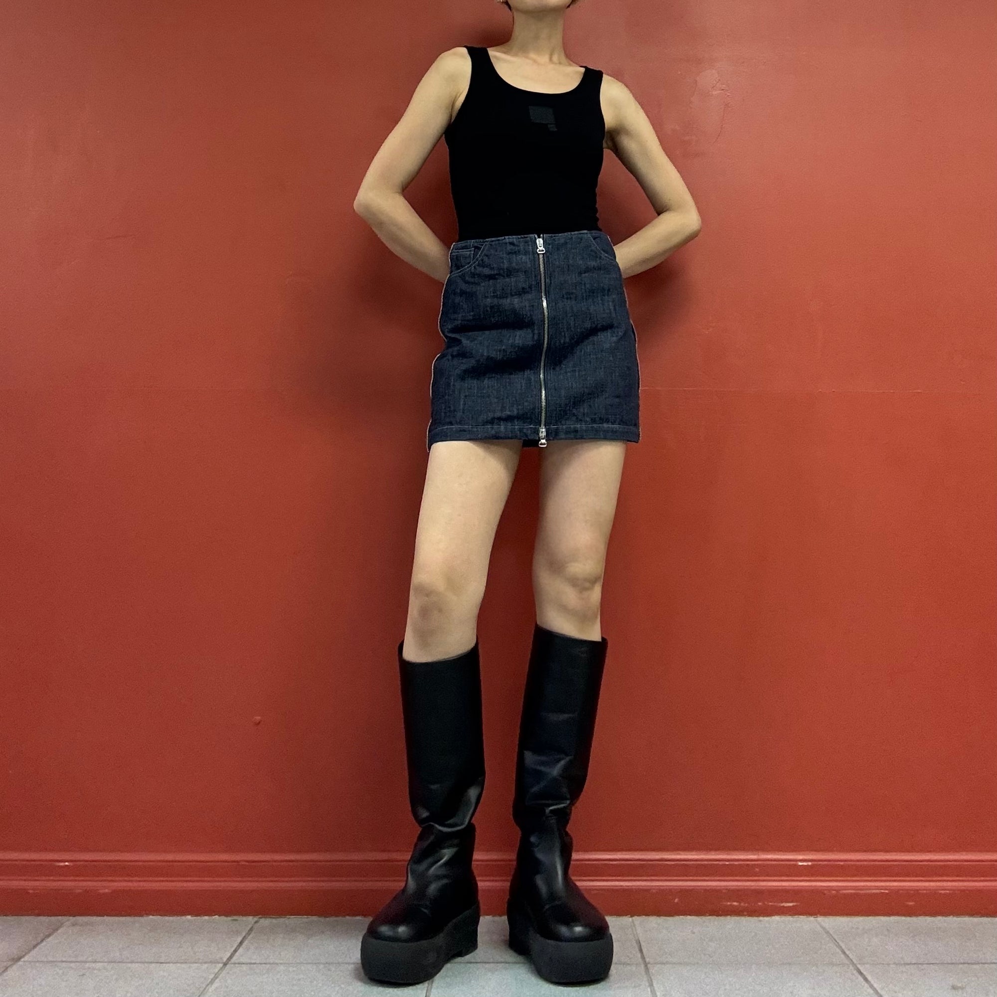 90s00s double zip denim skirt