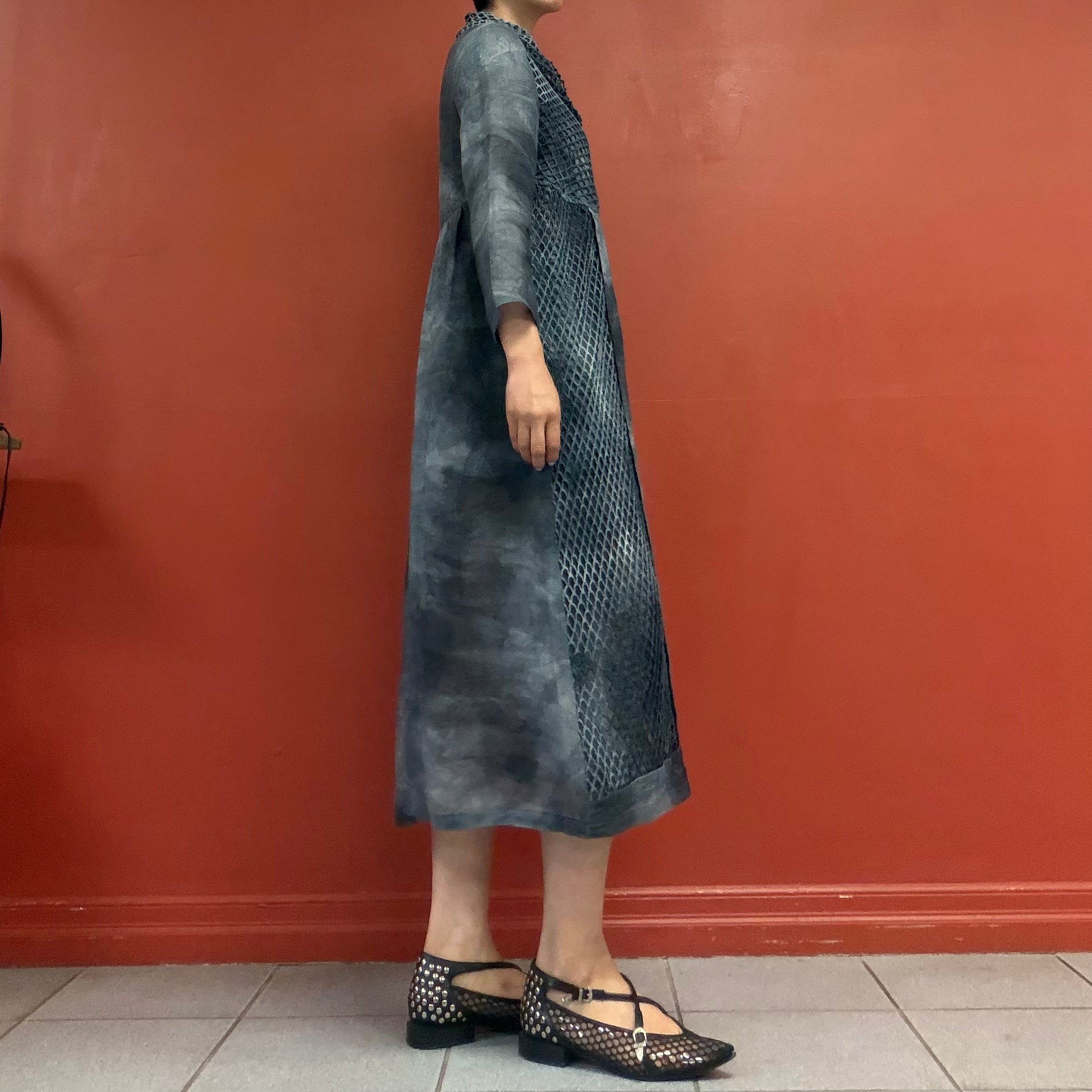 Sheer tie dye linen dress